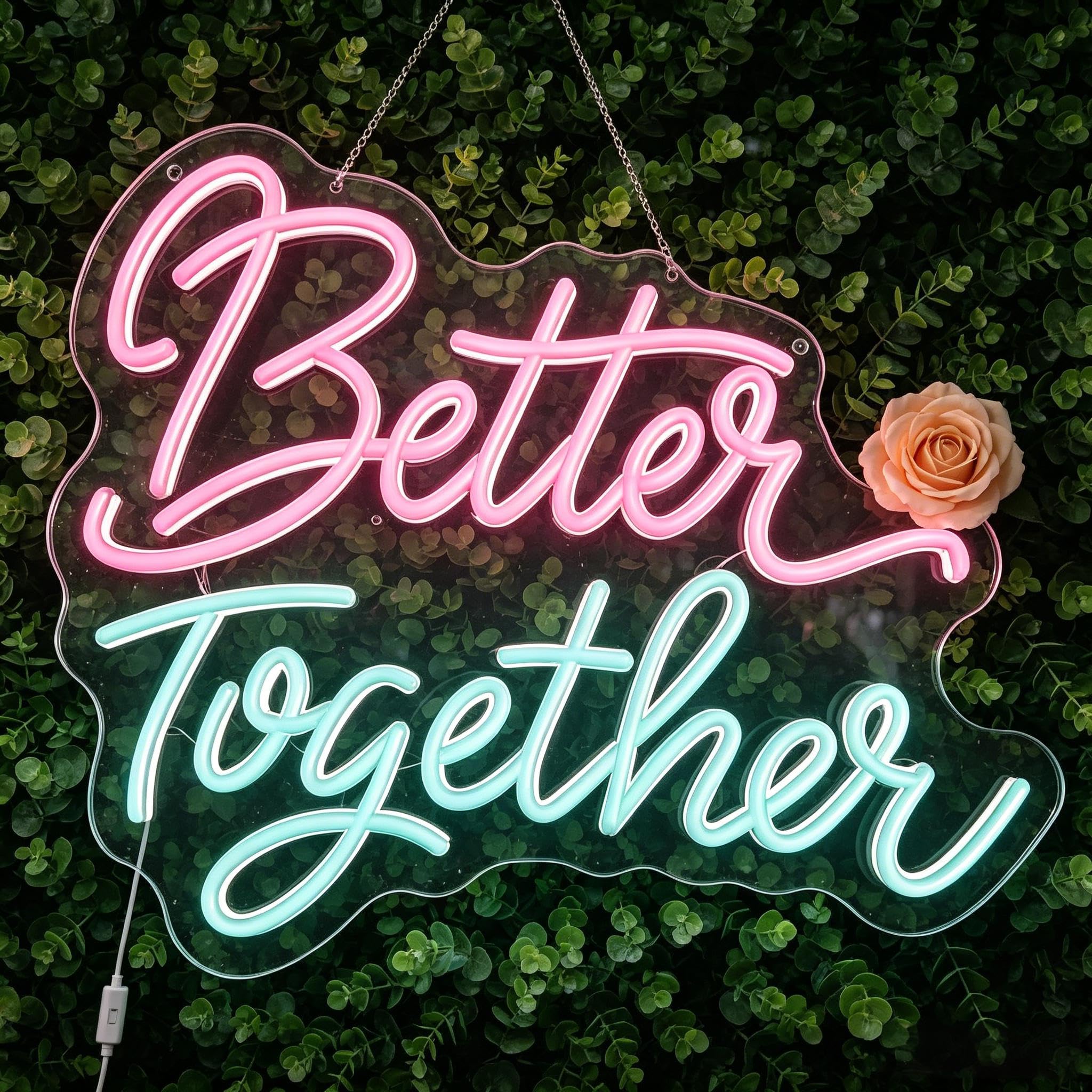 Better Together Neon Schild, Wand Schild für Wanddekoration Led Neonschild, Spruch Neon Sign USB-betrieben, Wand Zubehör Dekoration für Schlafzimmer, Hochzeit, Party, Geschenk für Paare