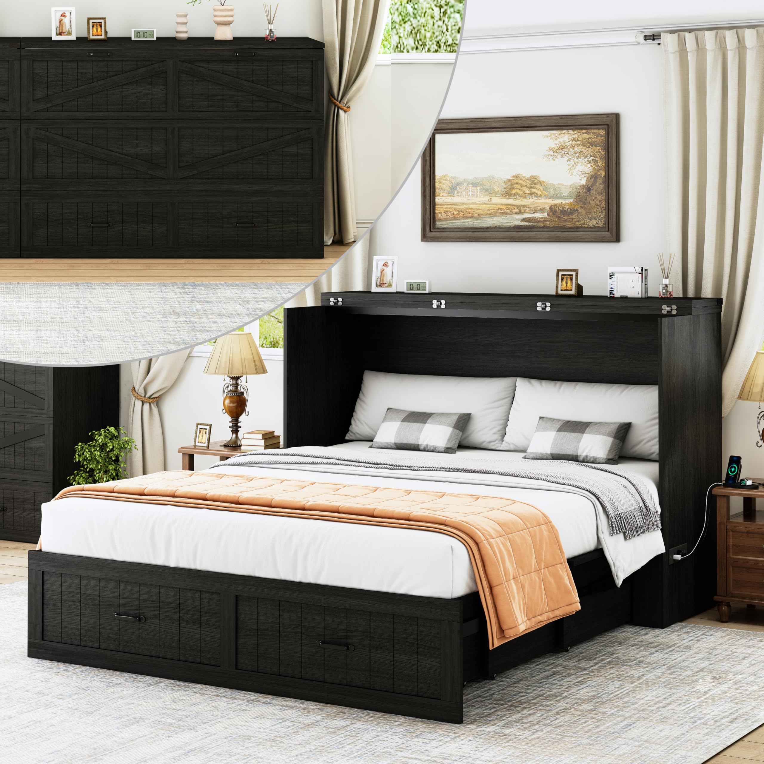 CayugaCrekrd Farmhouse Murphy Bed Black