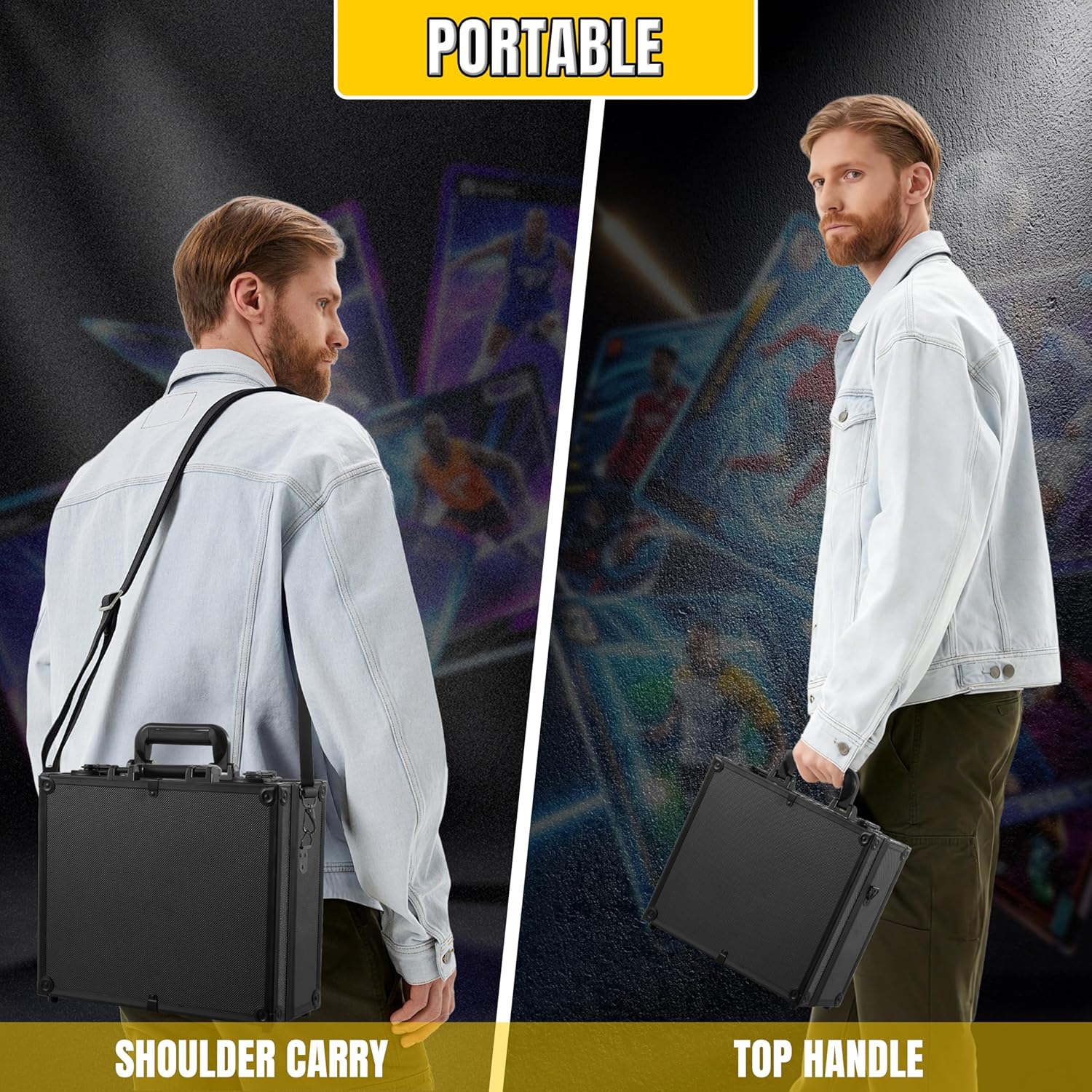 Toploader Storage Box for 3x4 35pt Rigid Cards – Holds 650+ Top Loaders - Aluminum Alloy Trading Card Case, Sports Card Storage Box with Lock (Black)