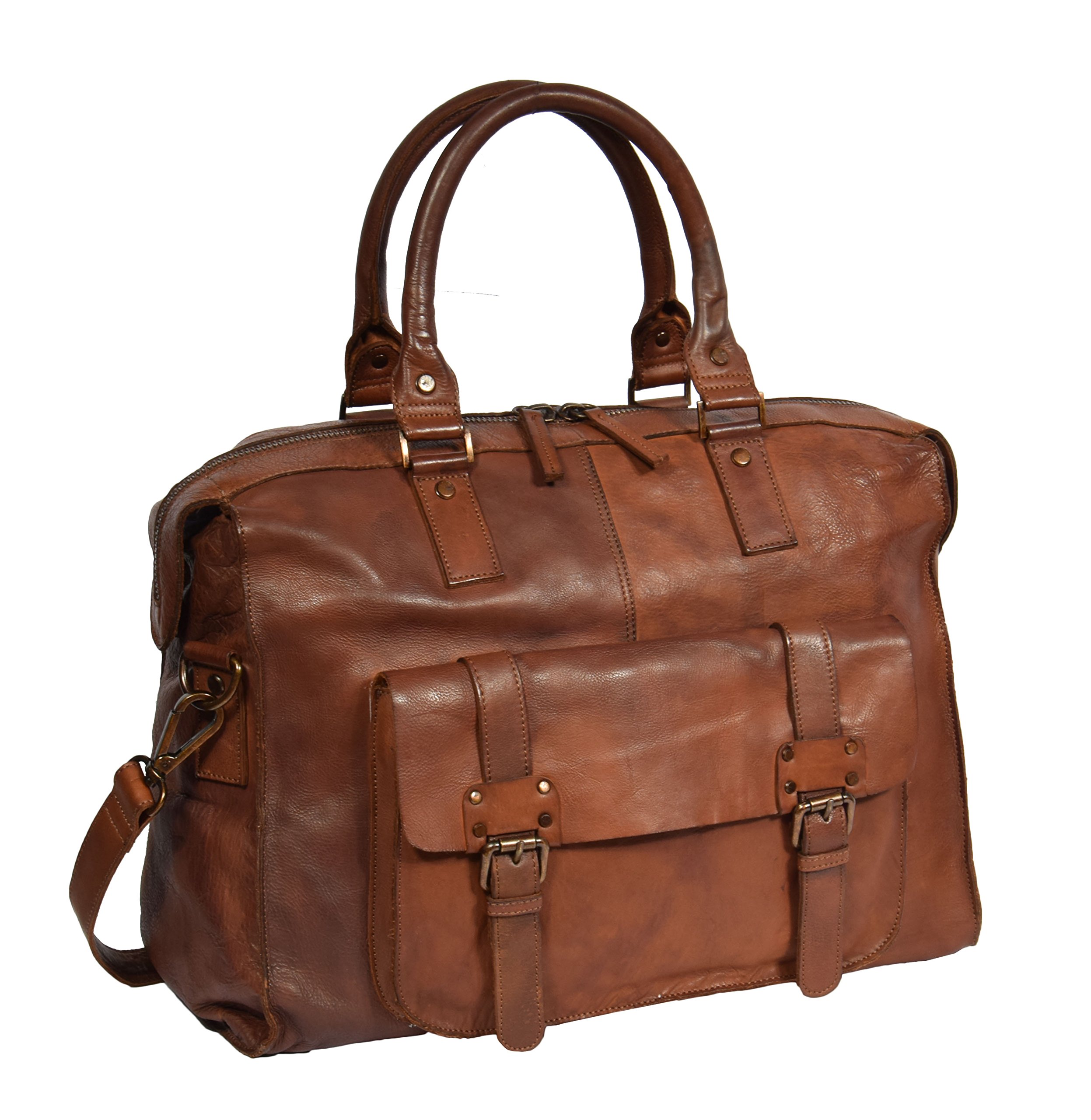 Real Leather Holdall Weekend Bag Rust Brown Vintage Travel Cabin Overnight Bag - Bali