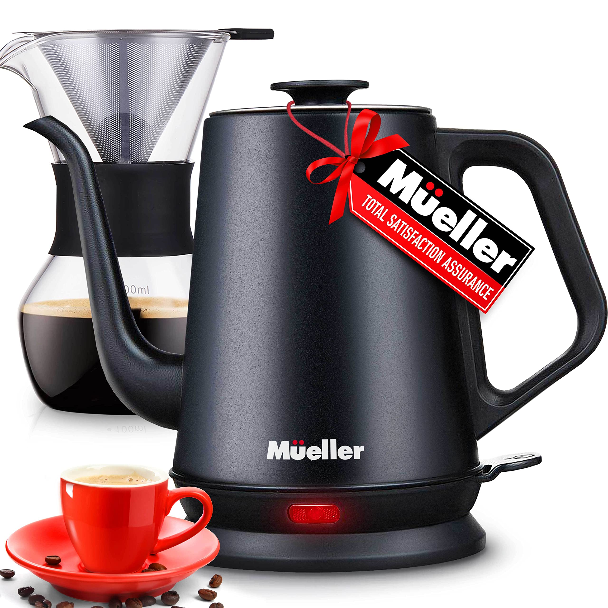Photo 1 of *Tested* Mueller Electric Gooseneck Kettle with Pour Over Drip Coffee Maker Coffee Serving Set, Stainless Steel Coffee Servers Kettle & Tea Kettle, Matte Black