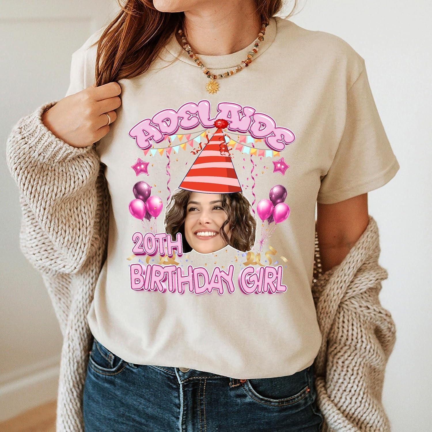 Mit & Mia Custom Birthday Shirt for Women Men Custom T Shirts Personalized Gifts for Birthday Funny Face Shirts with Photos - Image 3