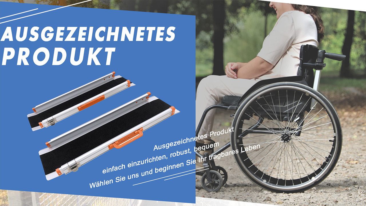 LIEKUMM 2 x 138â244 cm Rollstuhlrampe für Treppen, 300 kg Tragkraft Rollstuhlrampe für Rollstuhl & Scooter, Auffahrrampe für Türschwellen, Bordsteine, Stufen, Elektro-rollstühle, Fahrräder – Bild 8