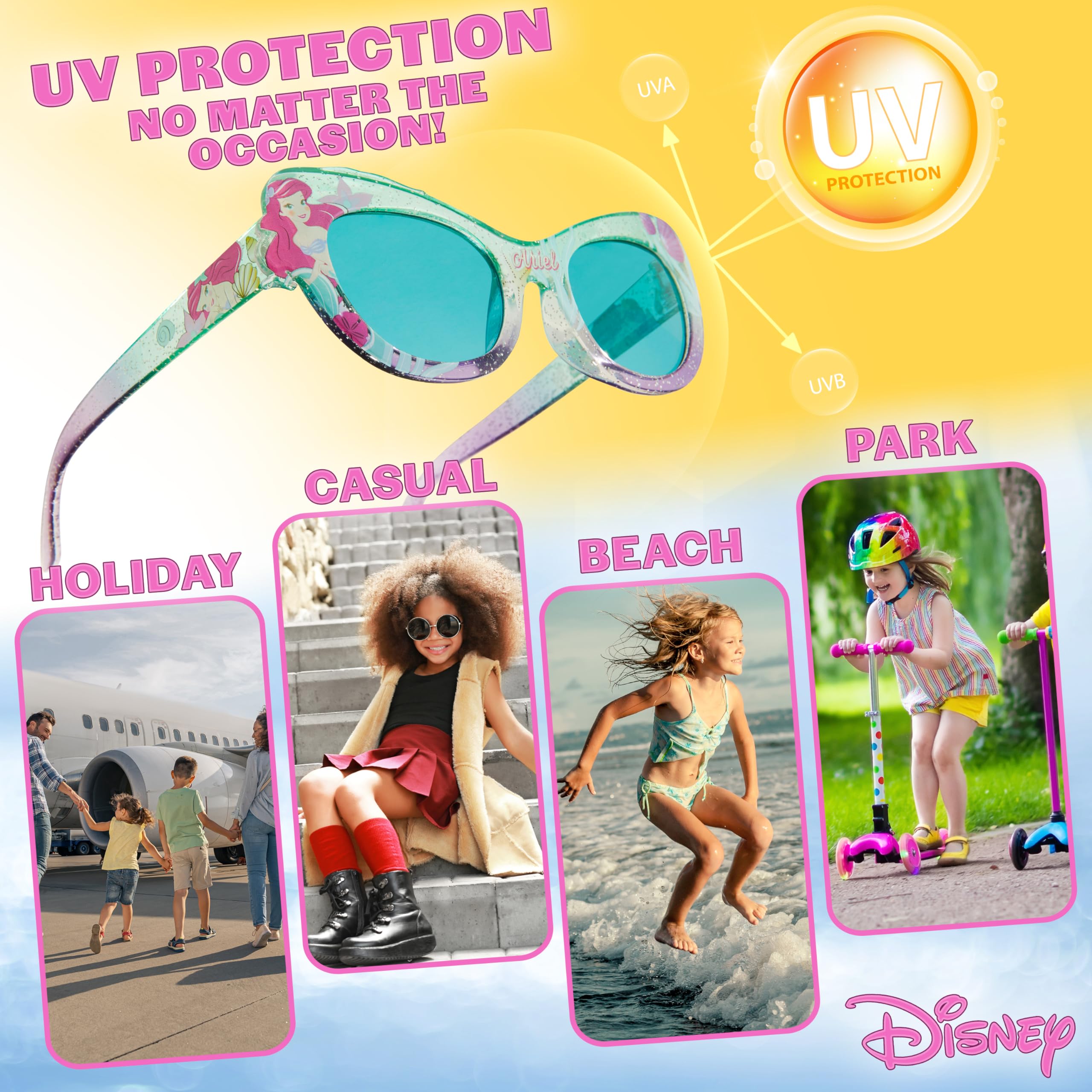 Disney Occhiali da Sole Bambina Protezione UV con Borsette e Accessori Capelli Set - Regalo per Ragazze