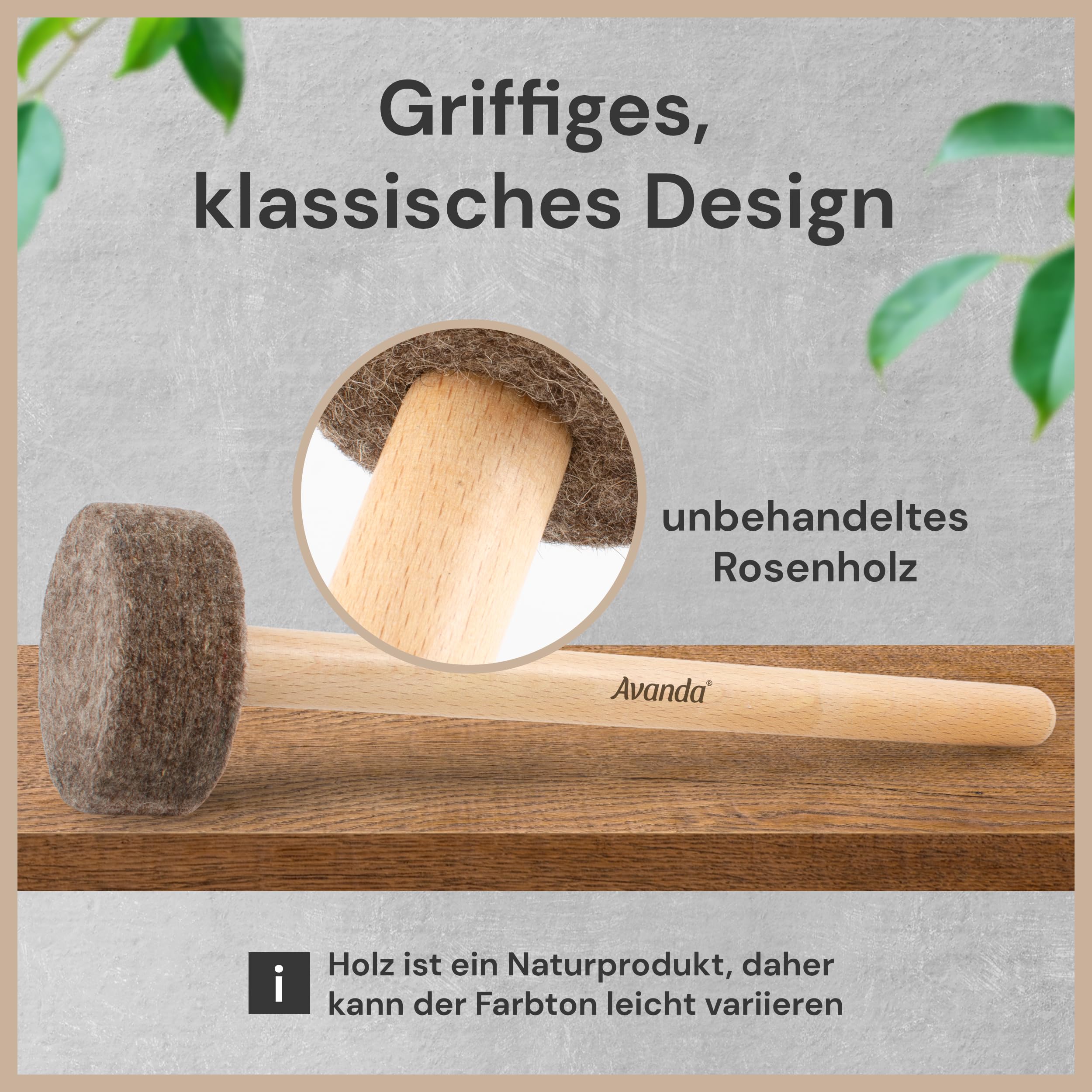 Schlägel/Klöppel mit hartem Filzkopf Ø 3 zum Anschlagen von Klangschalen und Gongs. 23 cm langer Stiel aus natürlichem Rosenholz. Fertigung ohne Schraube. Für professionelle Ansprüche.