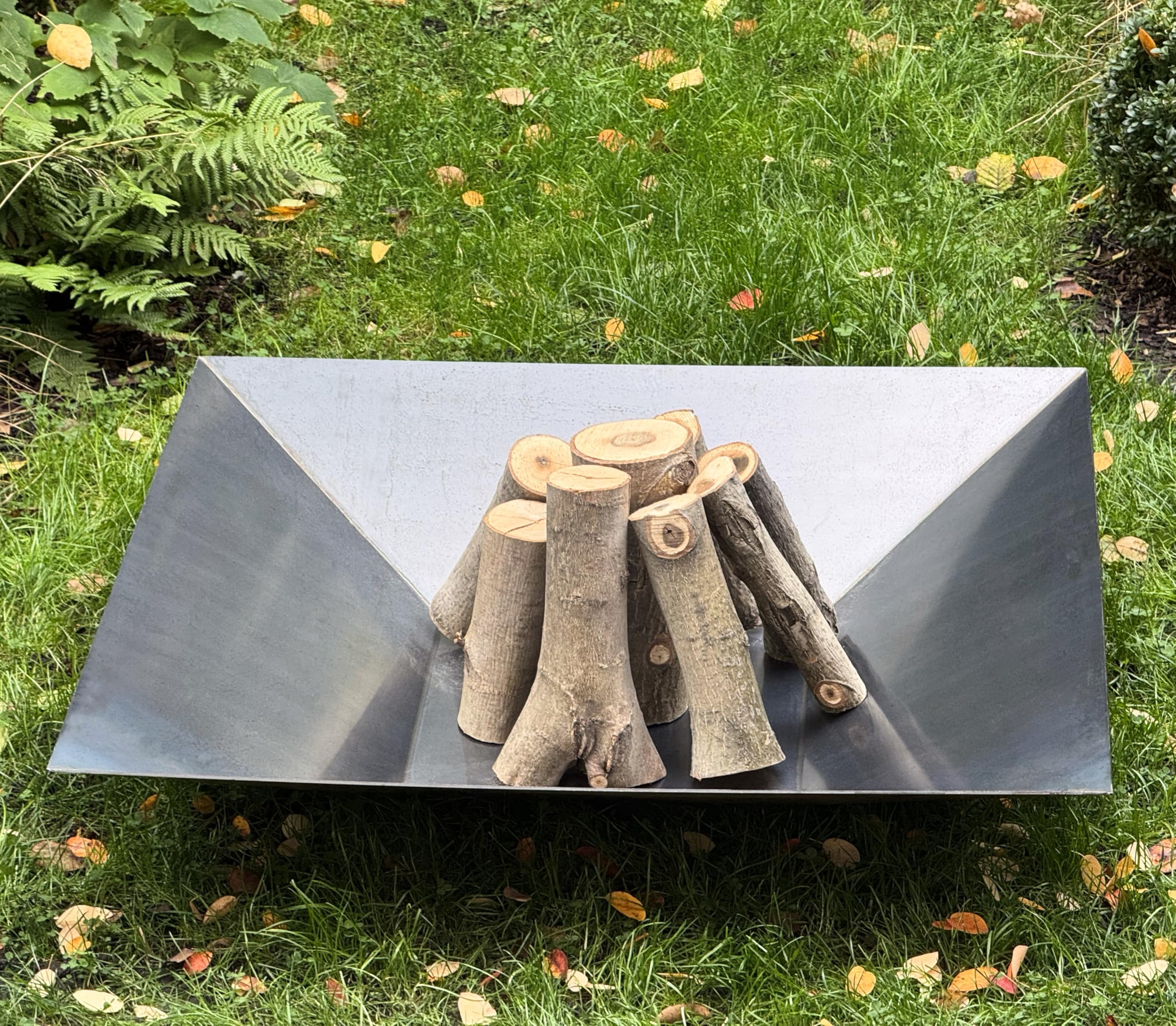 Braséro de Jardin Carré CORTEN 100cm | Vasque d'eau 2-en-1