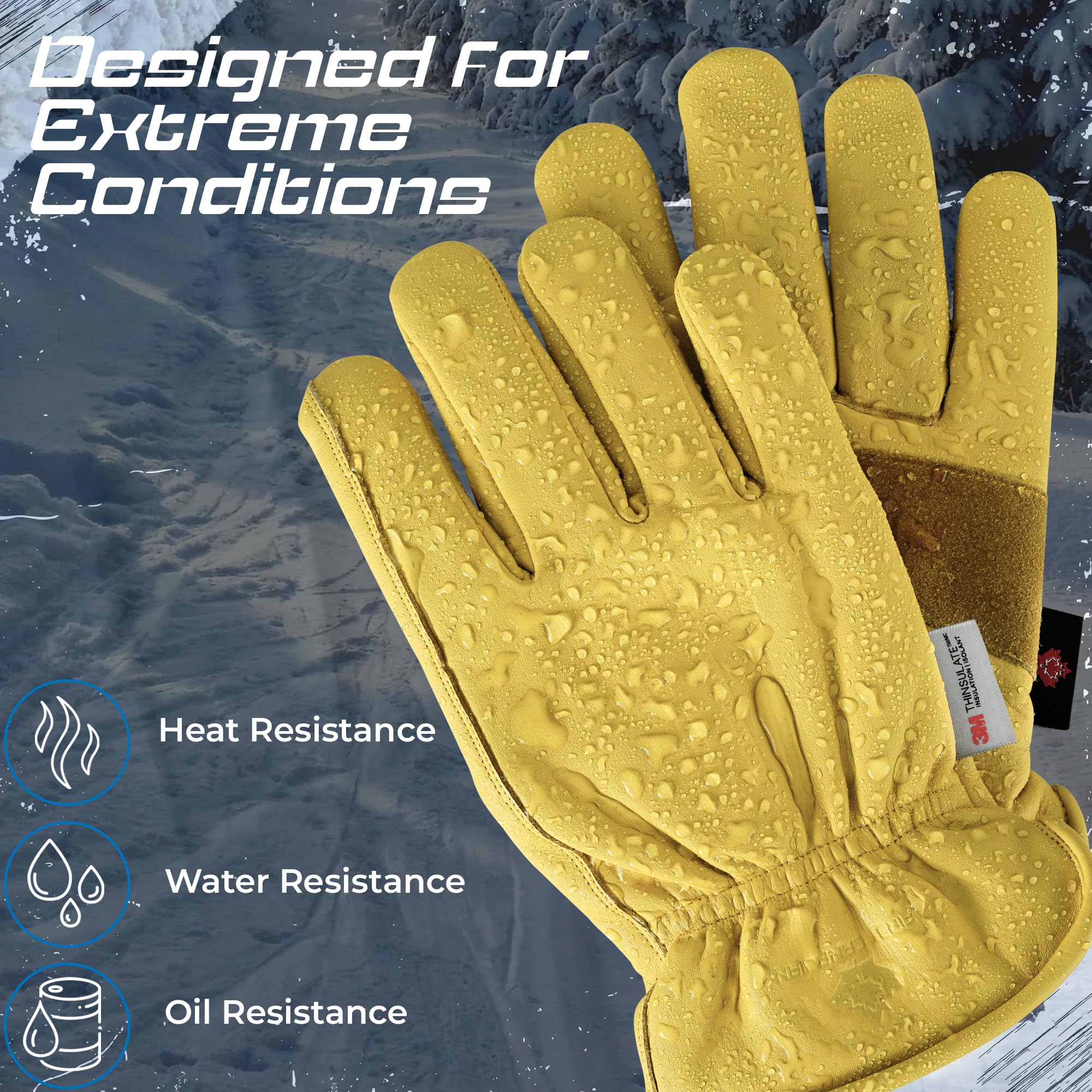 FCI - Guantes de trabajo de seguridad de cuero vacuno resistente para hombres y mujeres, guantes de trabajo impermeables (forrado, 100 g, L)