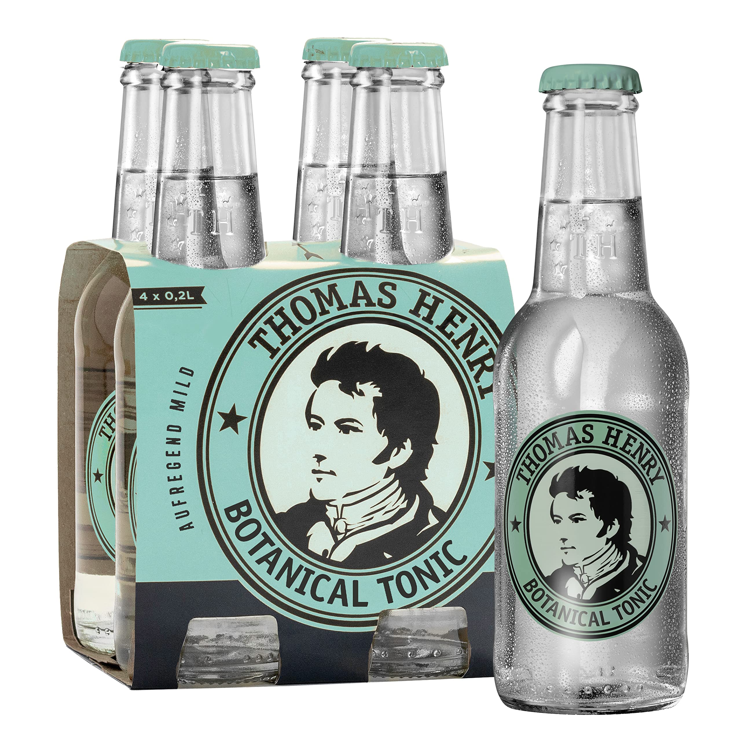 Thomas Henry Botanical Tonic Water – emozionante mild – (3 x 4 x 0,2 l in vetro MW) – Set di 3 limonade amare per mescolare i tuoi longdrink e cocktail con gin & Co.