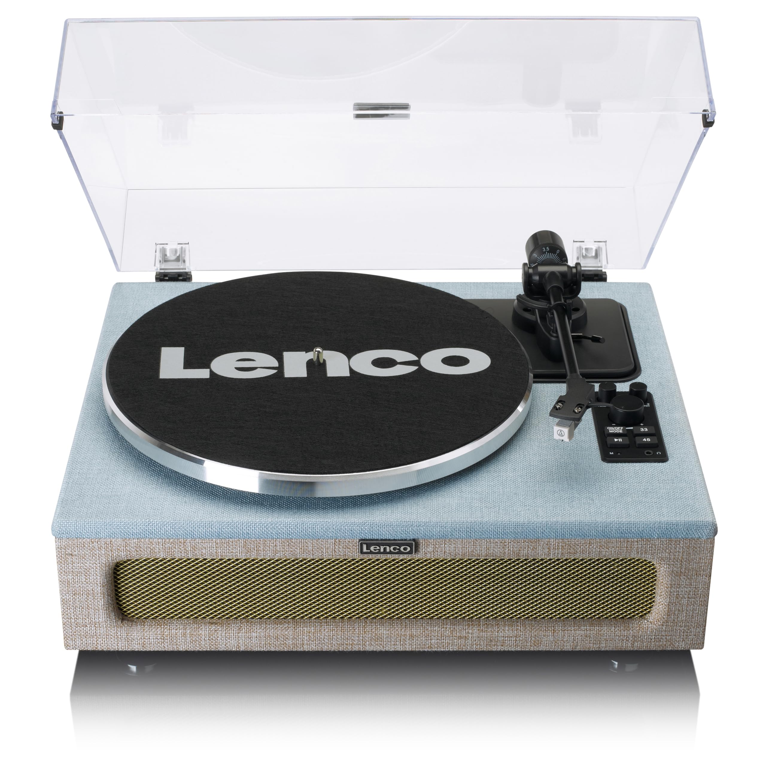 Lenco LS-440BUBG - Plattenspieler mit Lautsprecher - Schallplattenspieler | LS-440 - Vinyl Player - Bluetooth 40 Watt RMS - Riemenantrieb - Pitch Control - Vorverstärker
