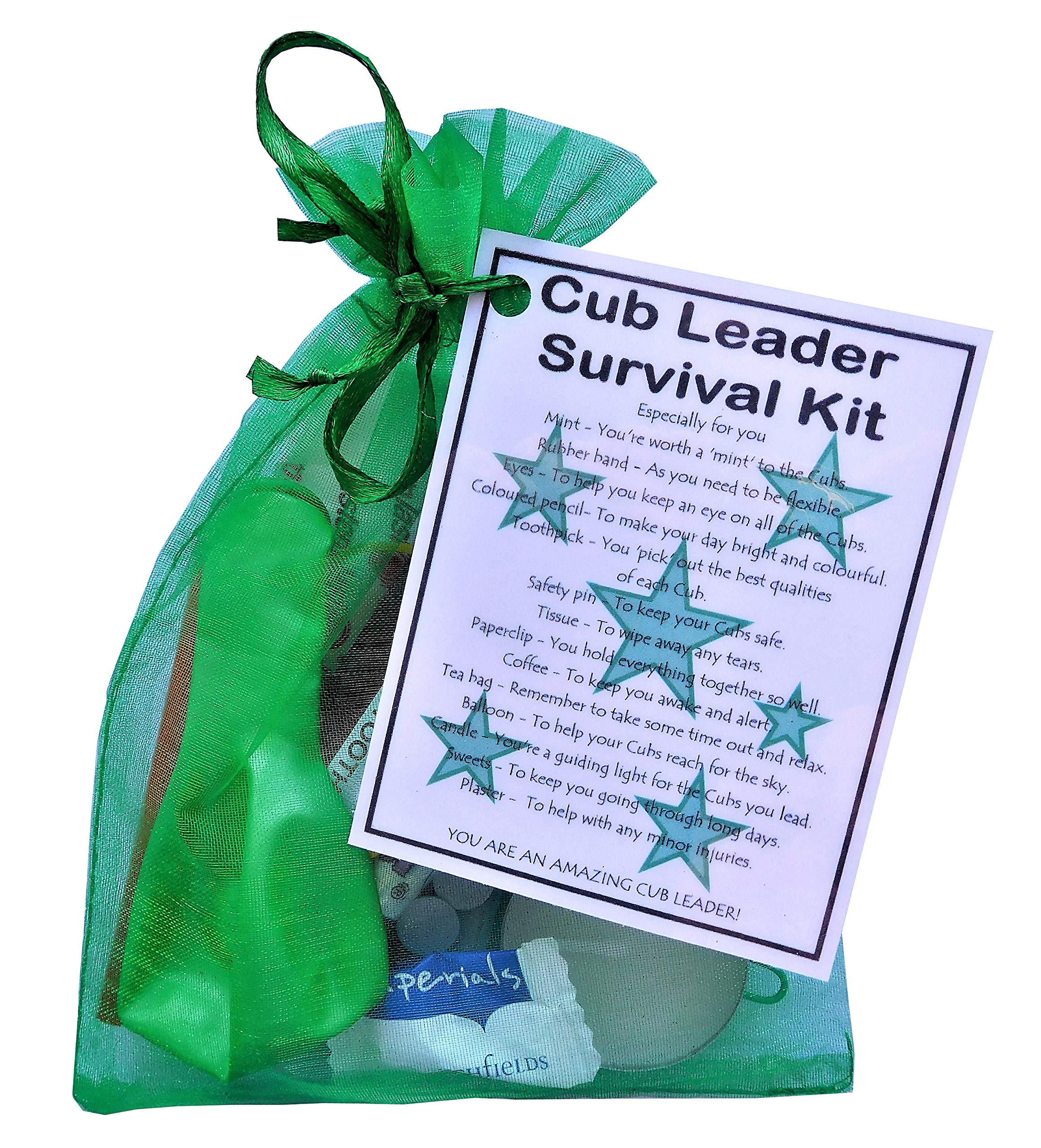 Smile Gifts Uk Green Cub Leader Survival Kit Gift (Great Present For Christmas, End Of Term, Leaving Gift, Thank You Gift Or Just Because...) Cub Scout Leader Gift, Gift For New Cub Leader