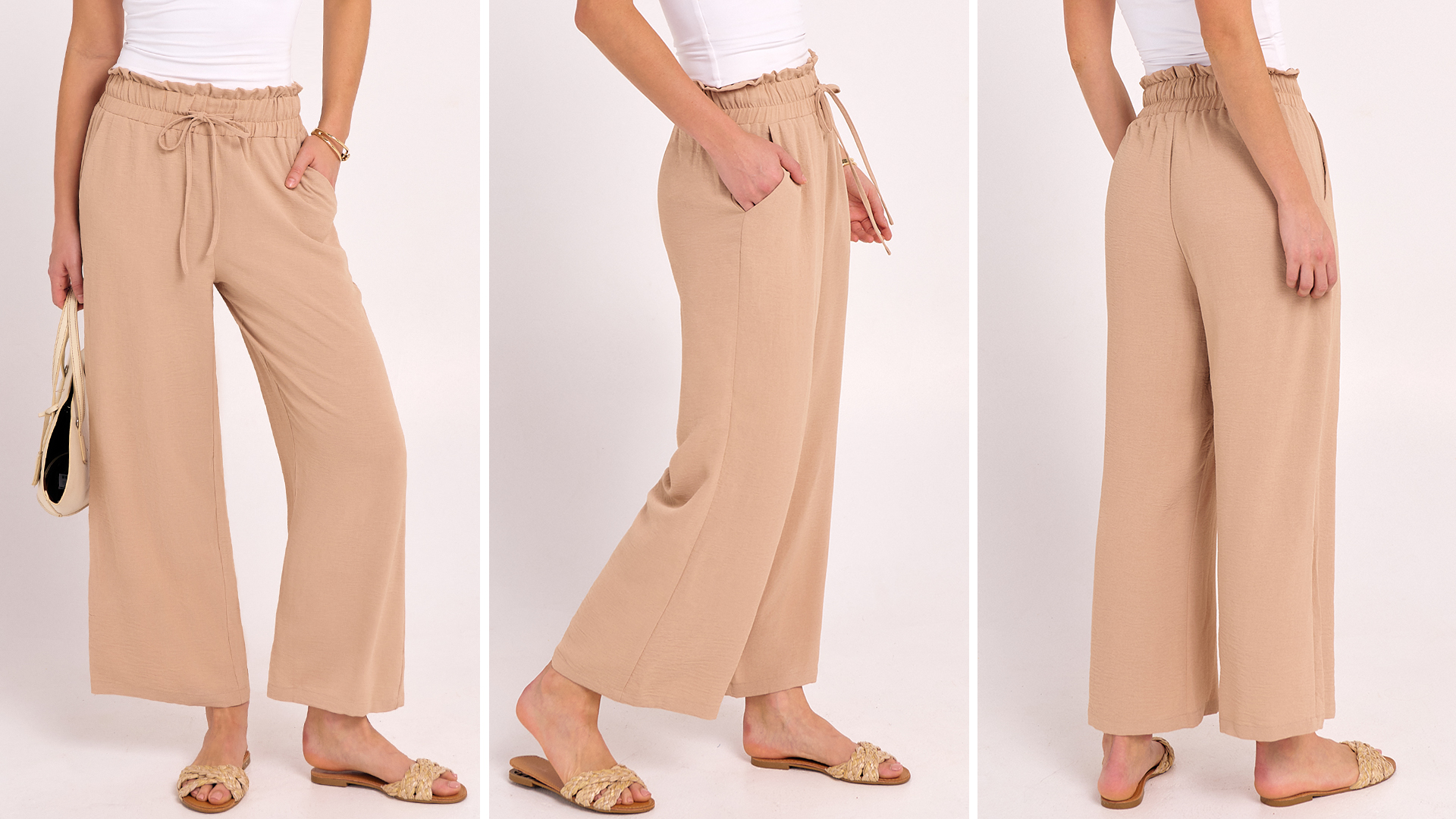 ANRABESS Palazzo Pants for Women Summer Casual Flowy High Waist