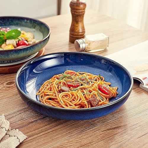 Miniatura 8 de Transmutation Glaze - Tazón para pasta, cuencos de cerámica de 10 pulgadas de ancho, tazón grande de frutas de 50 onzas para cocina, microondas,