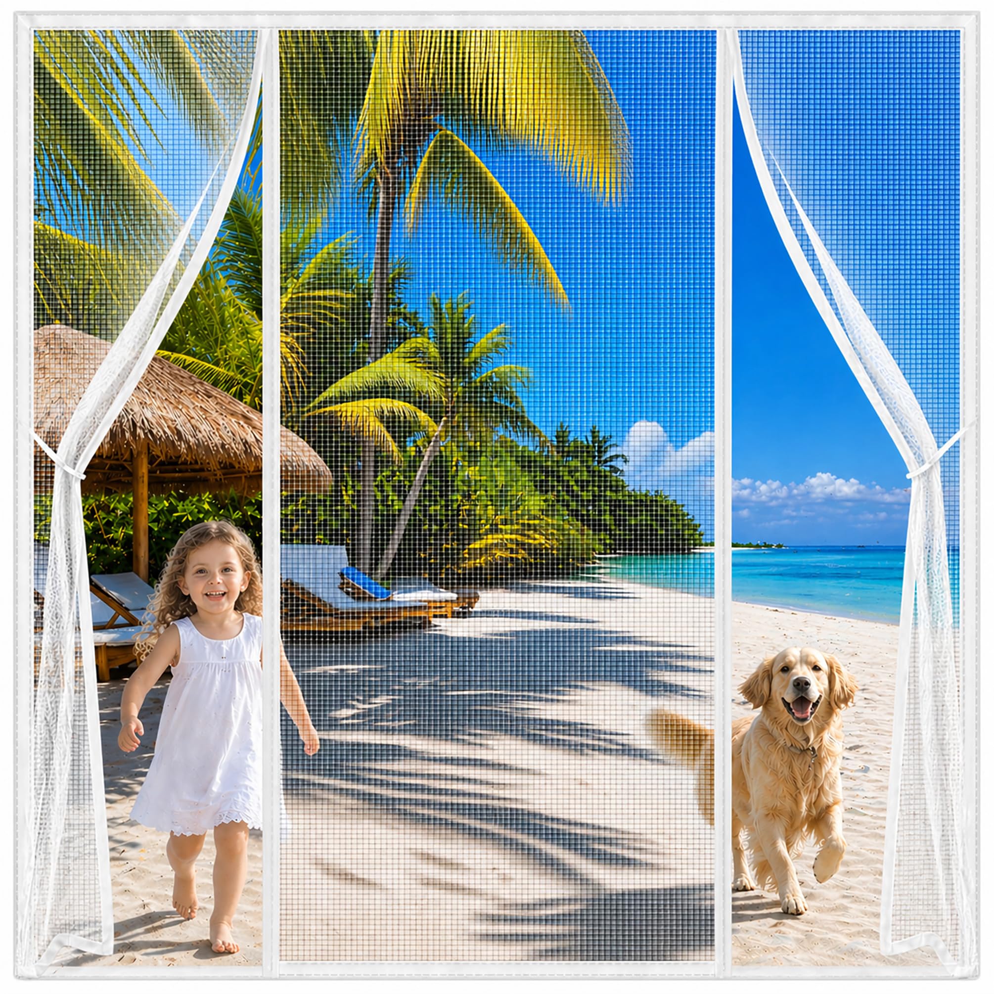 Wlmldm White Magnetic Screen Door For Double Doors 140X200cm Double Door S Protection Nets Patio Curtain With Powerful Magnets For Temporary Summer Rentals With No-Drill Requirements