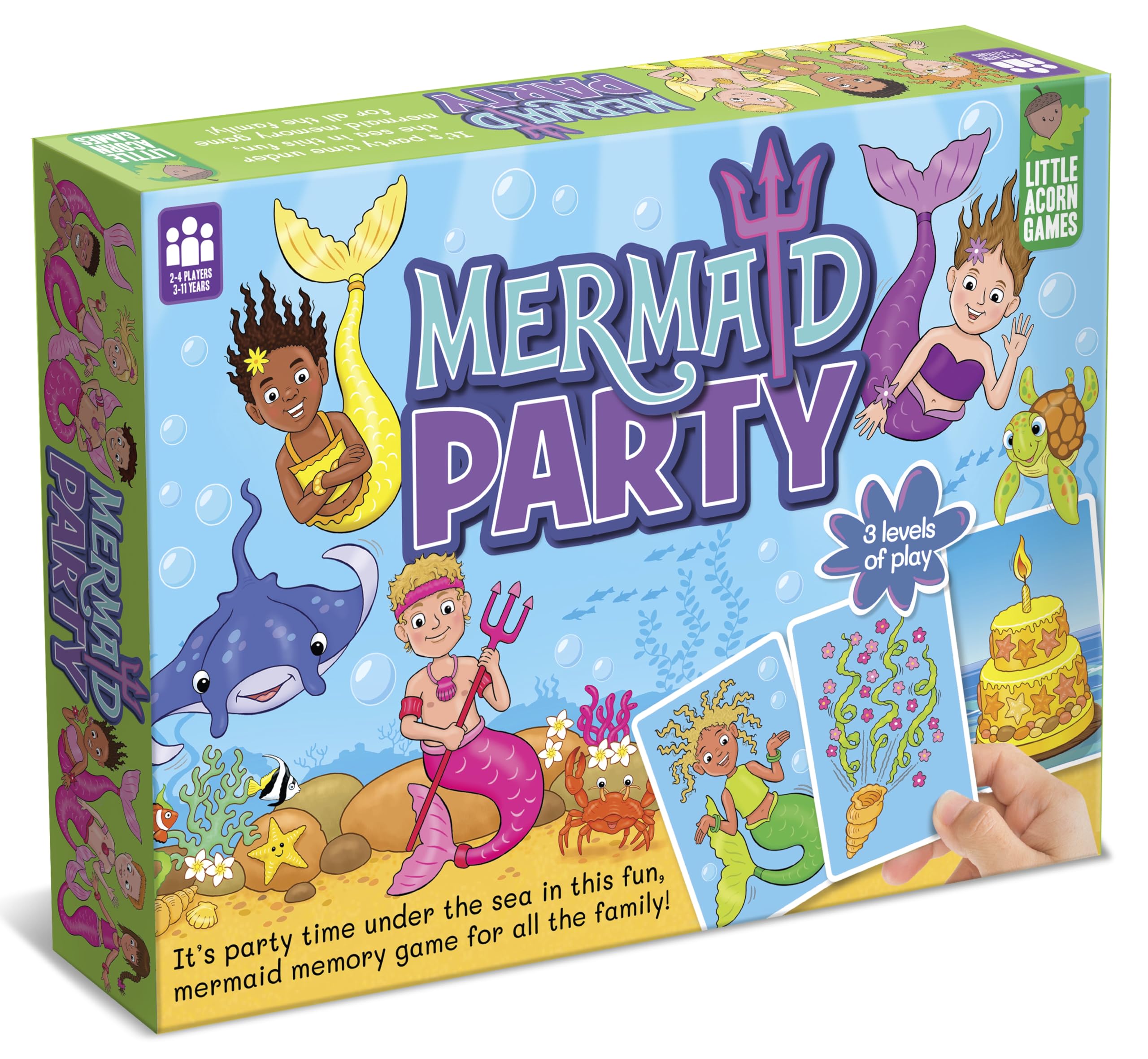 Little Acorn Games Mermaid Party Board Game for Kids Ages 3-11 Years Old - Fun Family Game and Mermaid Gift for Girls and Boys
