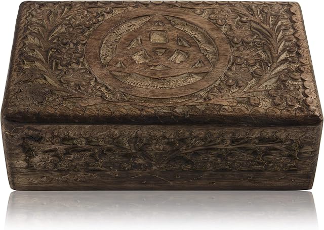 Great Birthday Gift Ideas Handmade Decorative Wooden Jewellery Box Treasure Box Jewellery Organizer Keepsake Box Treasure Chest Trinket Holder Lock Box Watch Box 20 x 12 cms Gifts Her (Antique Finish)