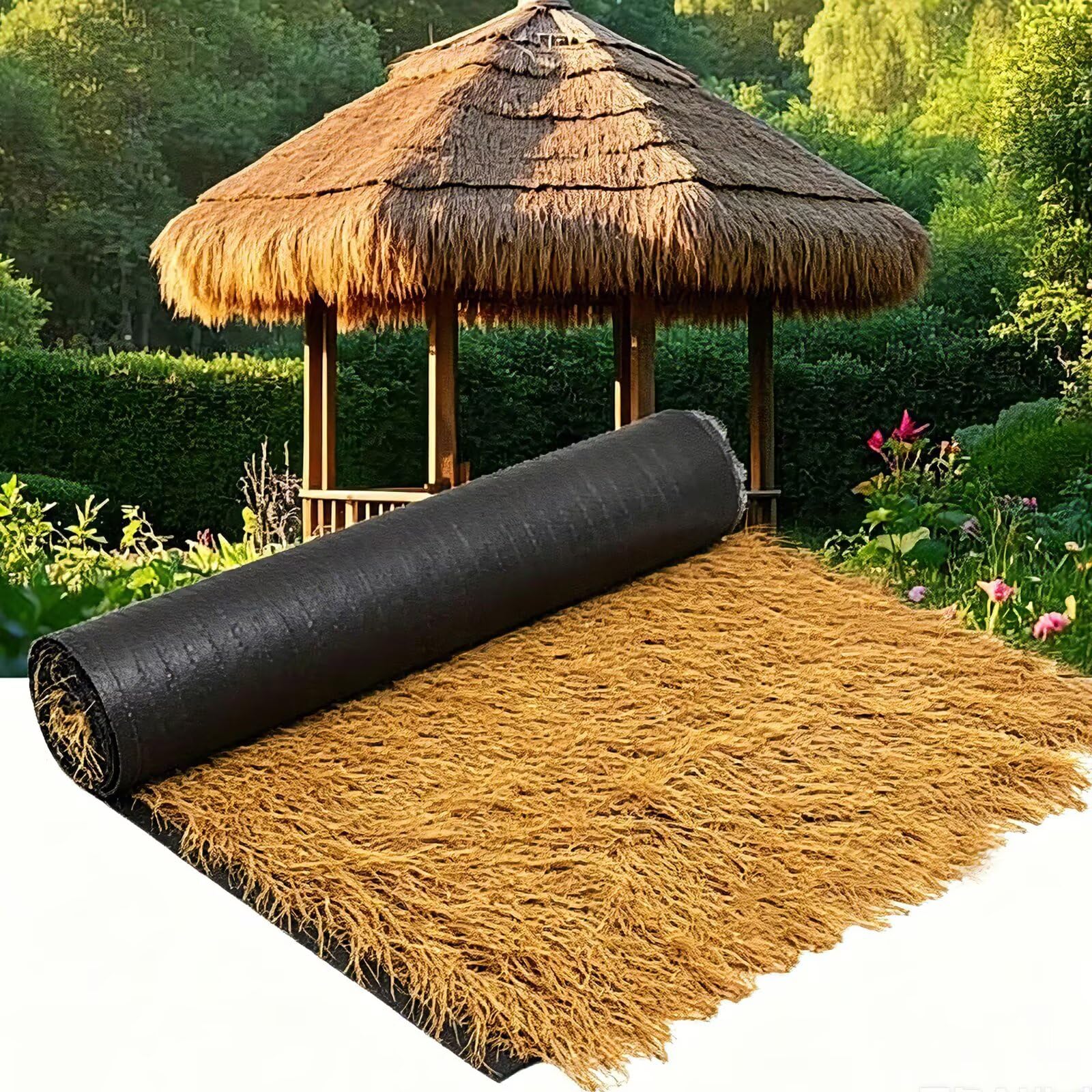 Toit de chaume artificiel en rouleau de 0.5 x 5 m pour pavillon et bar de jardin