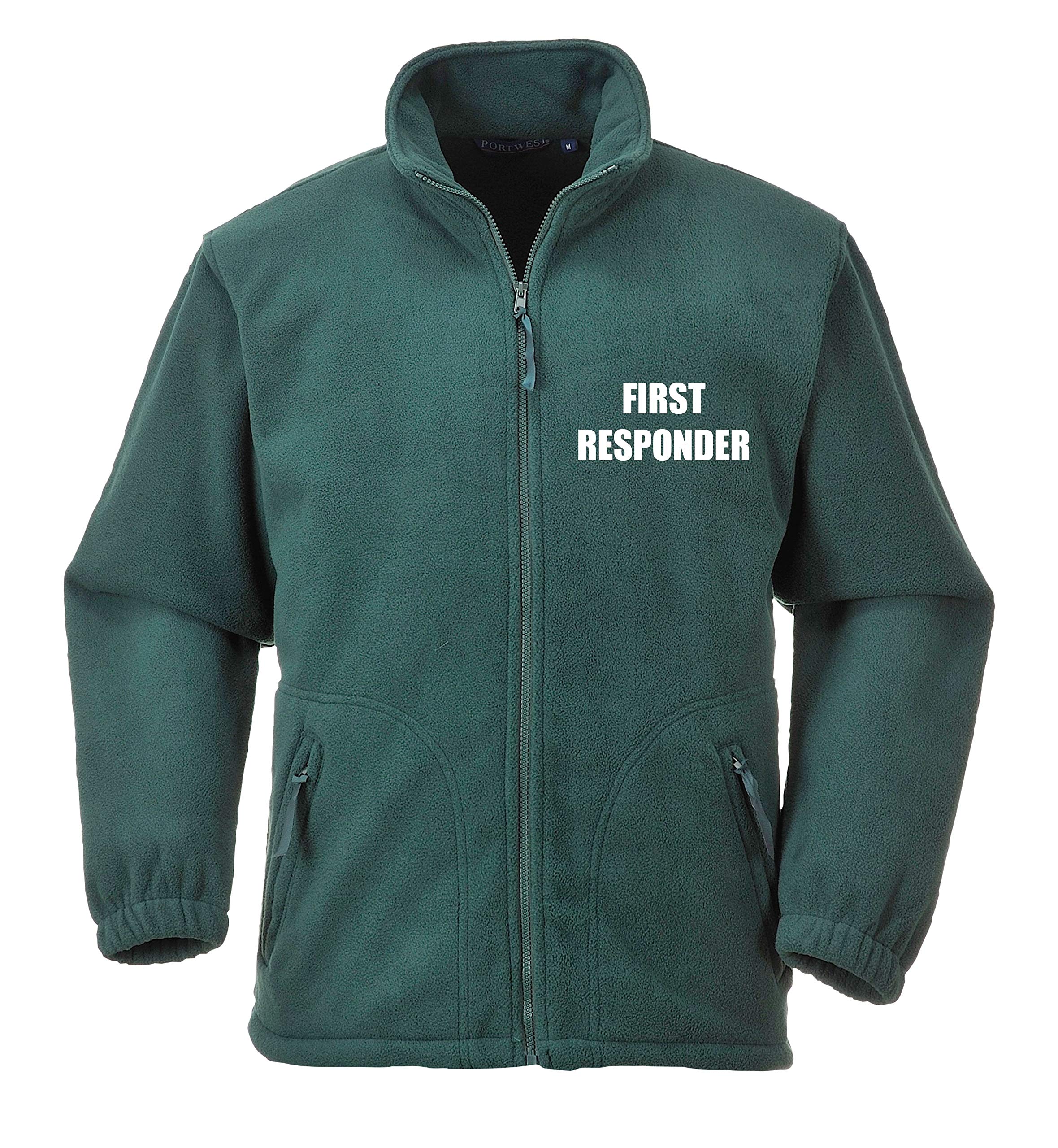 Brook Hi Vis Uk Unisex Green First Responder Portwest Premium Fleece - Workwear, Medical, Medic, Jacket, Your Text Here, XX-Large