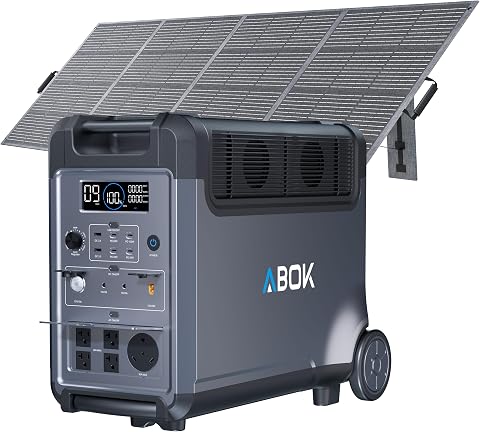 ABOK Ark3600 Portable Power Station with 400W Solar Panel, 2000W Solar Input