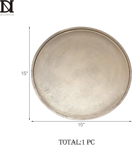 Miniatura 21 de DN Decoration - Bandeja decorativa dorada, bandeja dorada grande de 14 pulgadas, bandejas redondas de madera para decoración del hogar, bandejas