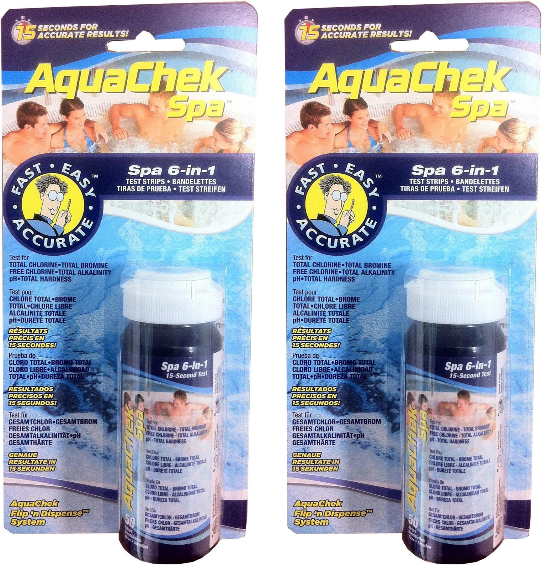 AquaChek Spa 6-in-1 Test Strips Kit (50 Count Bottles) (2 Pack)