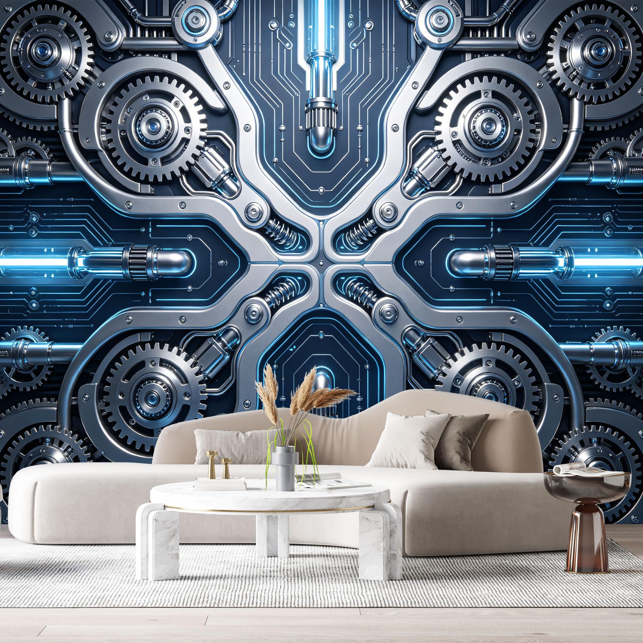 Custom Size Wall Murals Futuristic Industrial Geometric Gears Circuit Pattern SelfAdhesive Wall Fabric Removable Large Wallpaper for Photo Living Room