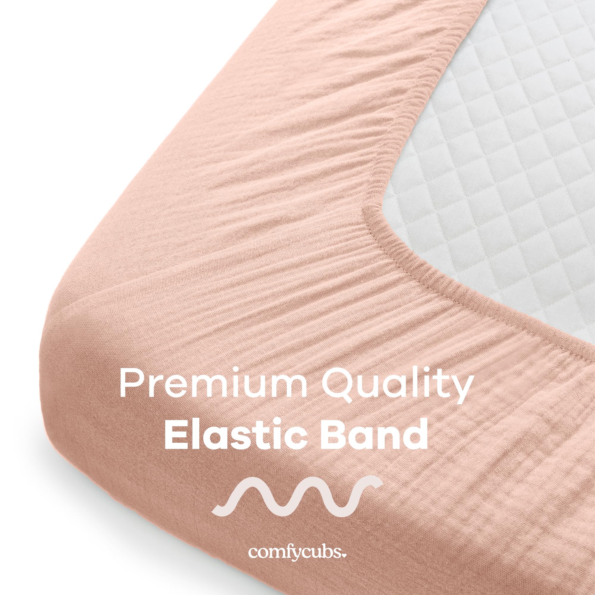 Comfy Cubs Muslin Fitted Cot Sheet, Soft & Breathable for Standard Baby Cot & Crib Mattress, Snug Fit with Secure Elastic - Image 3