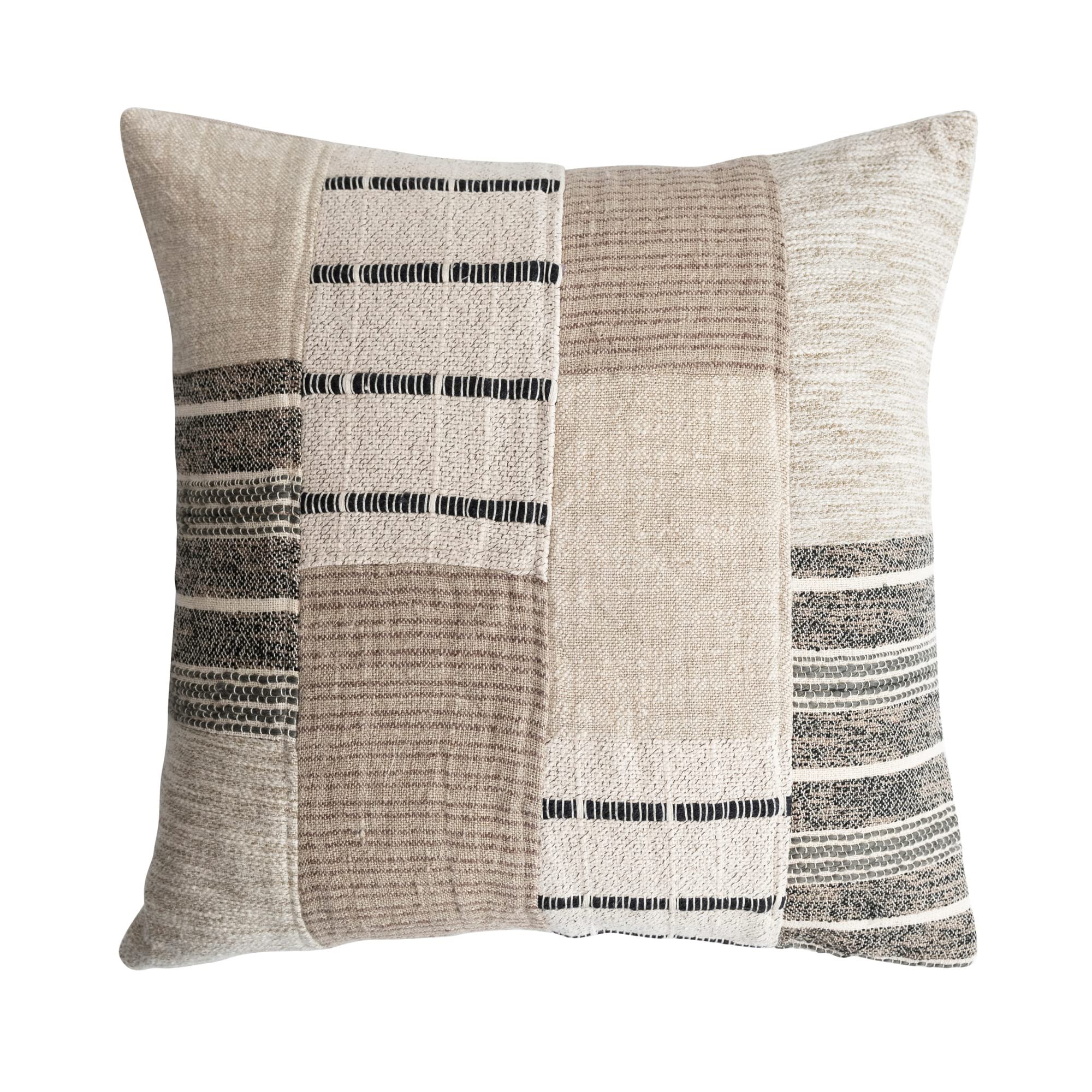 Creative Co-Op Cotton Patchwork Throw, Multicolor Pillow, Ivory