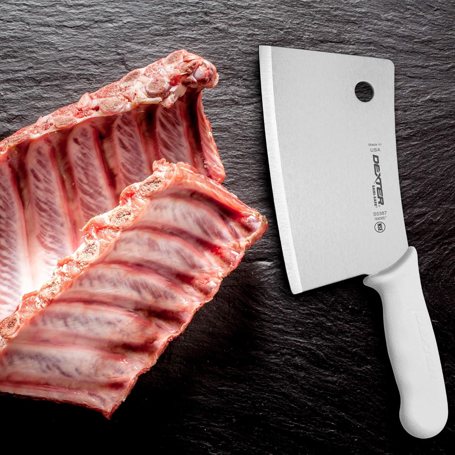 Dexter-Russell 7” Stainless Meat Cleaver – S5387PCP, High-Carbon Steel Blade, Textured Slip-Resistant Handle, NSF Certified – Heavy-Duty Cleaver for Butchering, BBQ, and Kitchen Prep – Made in the USA - Image 2