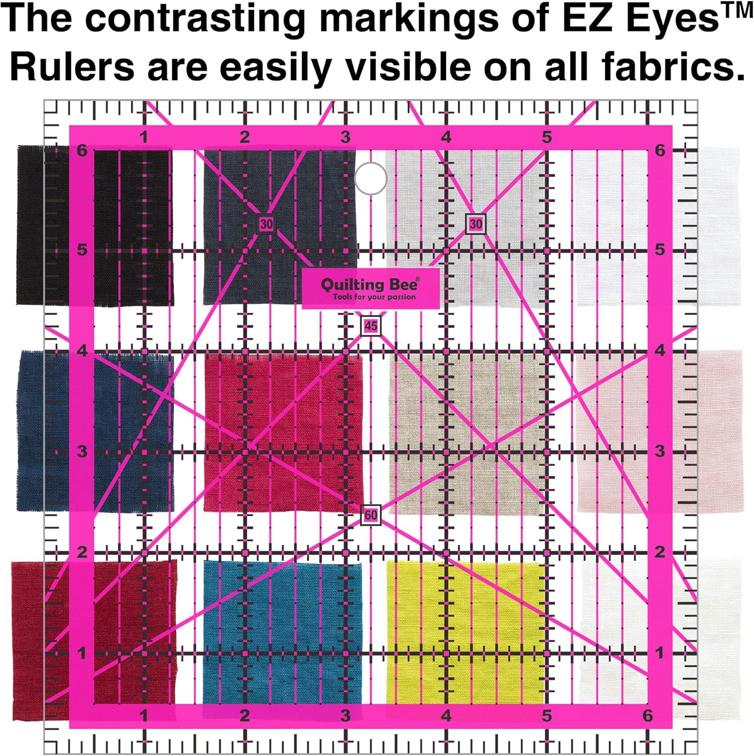 12.5" x 12.5" EZ Eyes Pink Non-Slip Acrylic Quilting Ruler Square