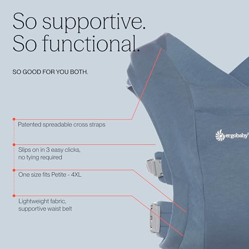 Image of Ergobaby Embrace Newborn Baby Carrier, Soft, Cosy & Lightweight Carrier, Ergonomic Head & Neck Support, Adjustable Waistbelt & Cross Straps, 2 Carry Positions 3-11 Kgs, 0-12 Months