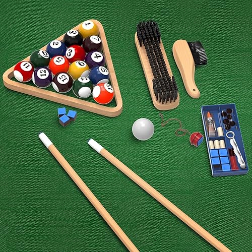 Miniatura 5 de GSE Games & Sports Expert Kit de accesorios para mesa de billar con juego de bolas de billar, 4 palos de taco y puente, bastidores de bolas, estante