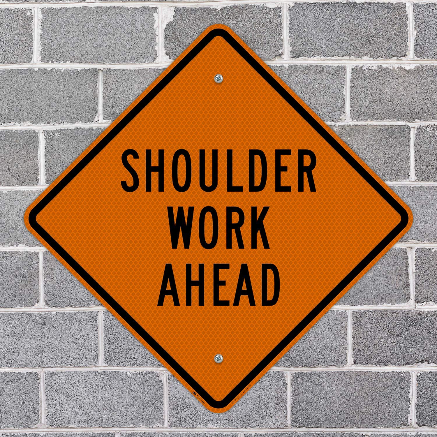 SmartSign Cartel "Shoulder Work Ahead" | 24" x 24" 3M de aluminio reflectante de grado de diamante fluorescente