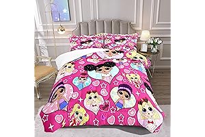 LOL Surprise! LOL Surprise Girls Full Size Bedding Sets, Black Girl Pink...