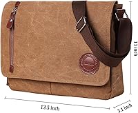 Vista 2 de Vintage Canvas Satchel Messenger Bag for Men Women,Travel Shoulder bag 13.5" Laptop Bags Bookbag (Coffee-01)