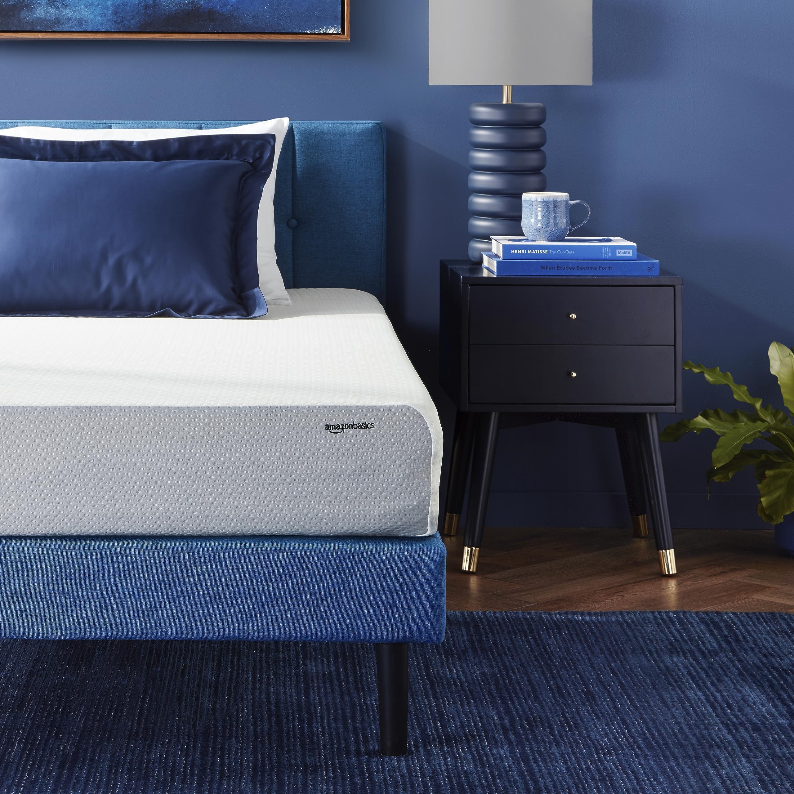 Memory Foam Mattress, Soft Plush Feel, 8 Inch, Twin, White/Grey