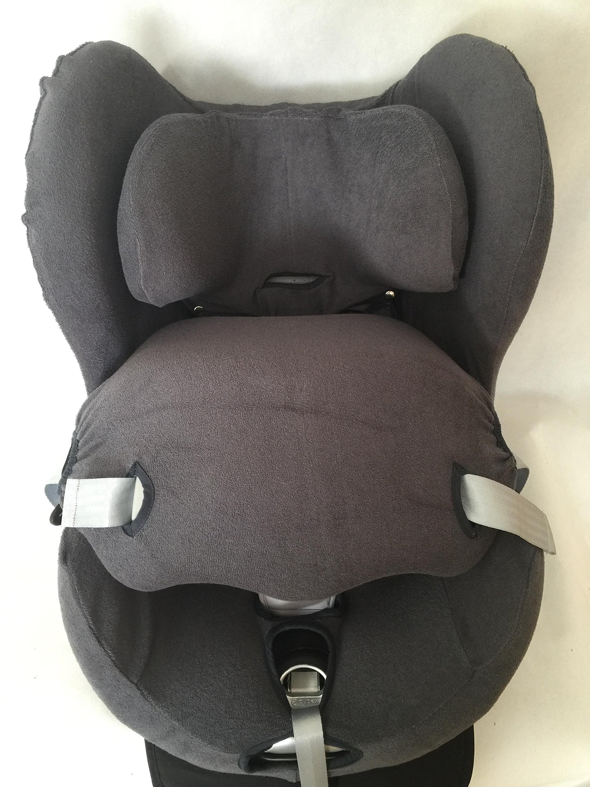 Sommerbezug Schonbezug für Cybex Sirona und Sirona plus Frottee 100% Baumwolle dunkelgrau + Bezug für den Fangkörper