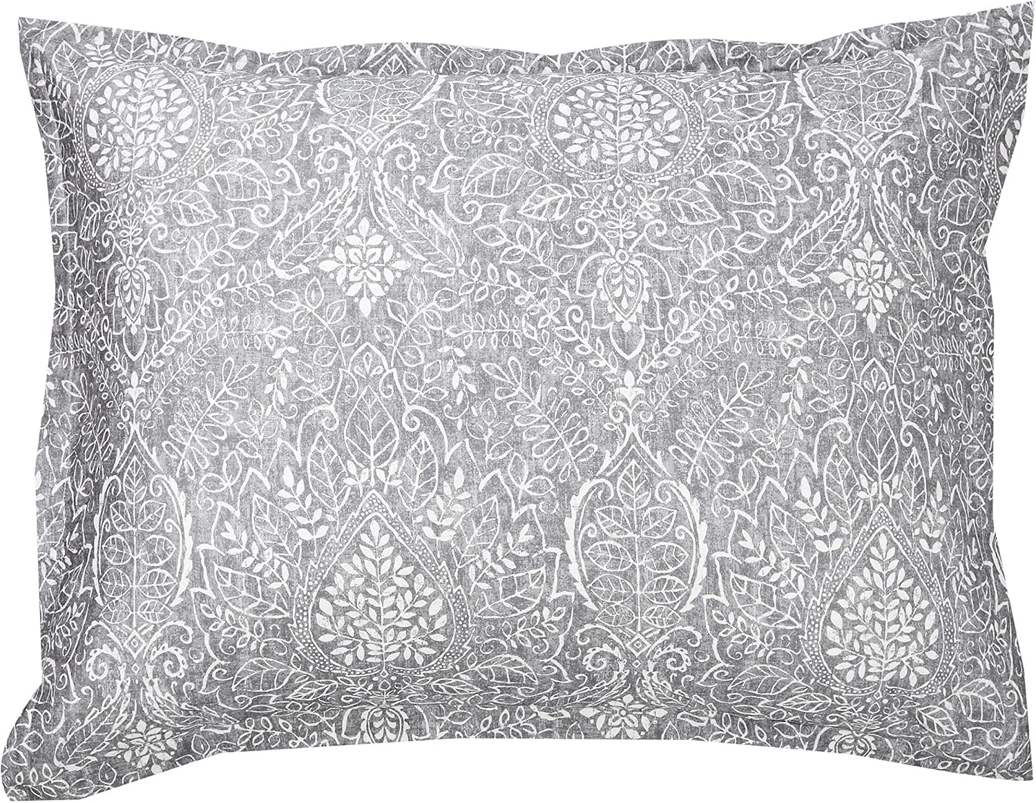 Amazon Basics All-Season Reversible Comforter Set - 100% Cotton Fabric with Microfiber Fill - King, Grey Paisley