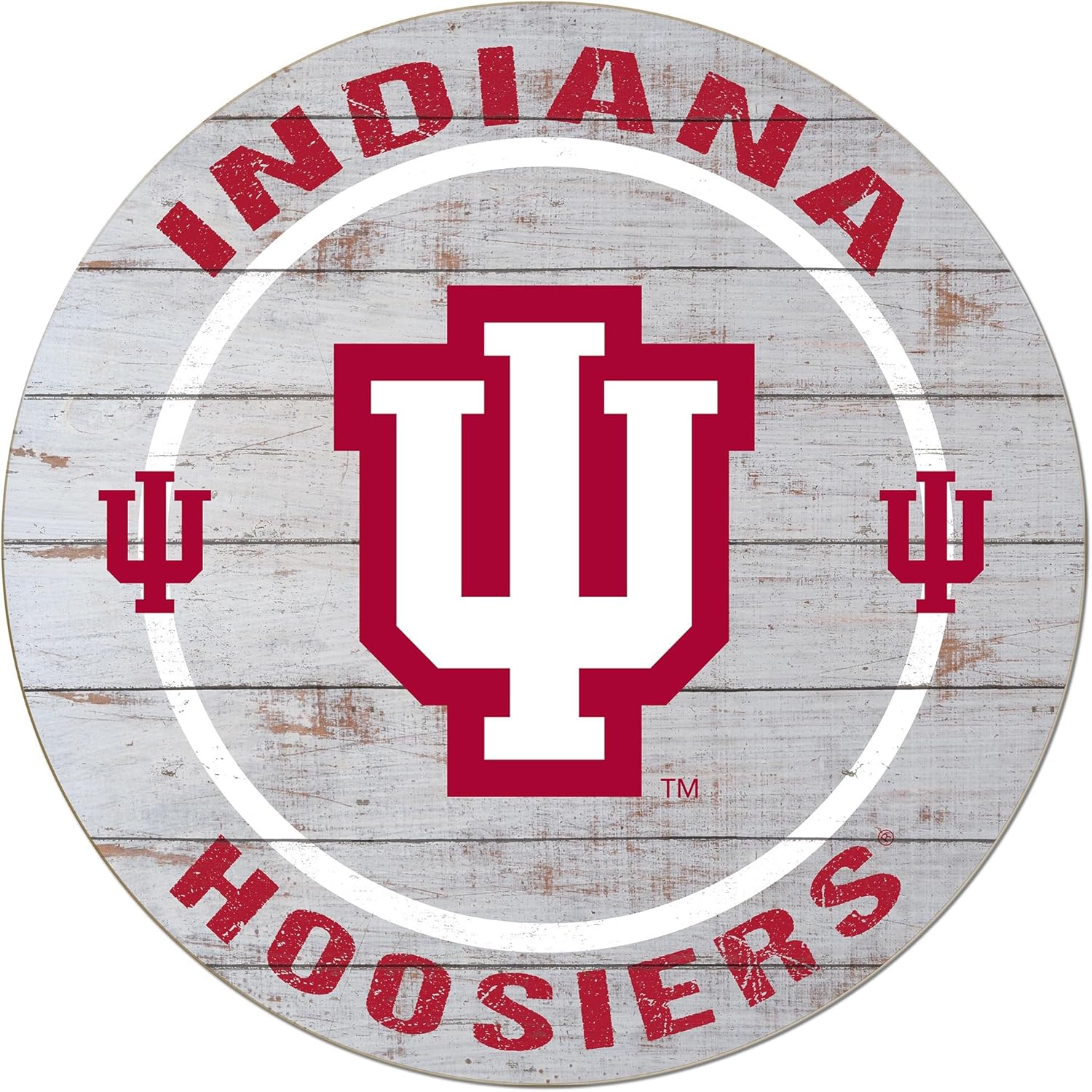KH Sports Fan Indiana Hoosiers Weathered Circle Sign, 20x20 Inches, Hoosiers Decor for Dorm Room, Bedroom, Fan Cave, Living Room; Display Your Team Spirit with This Unique Indiana Hoosiers Wall Art