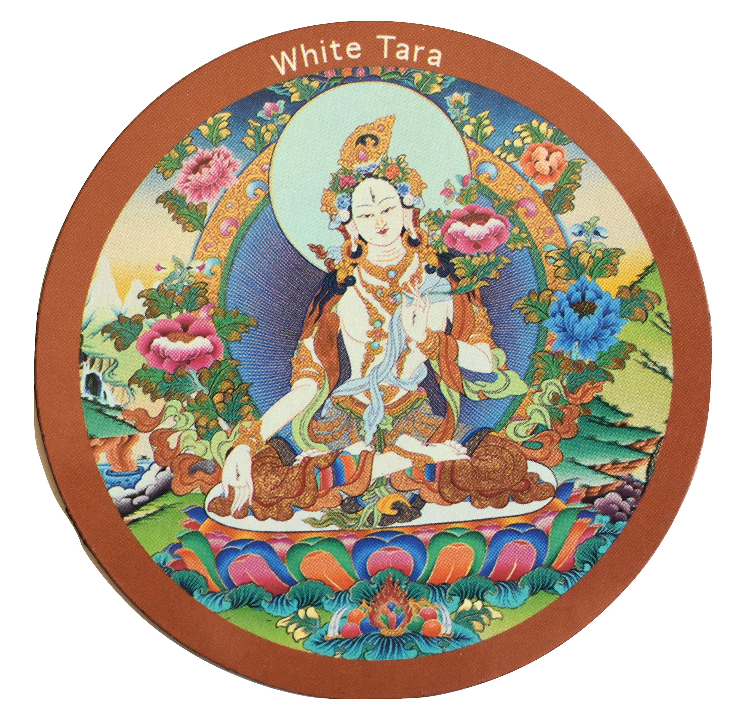 Himalayan Maphouse White Buddhist Sacred And Auspicious Round Magnet Tara 7.3Cm