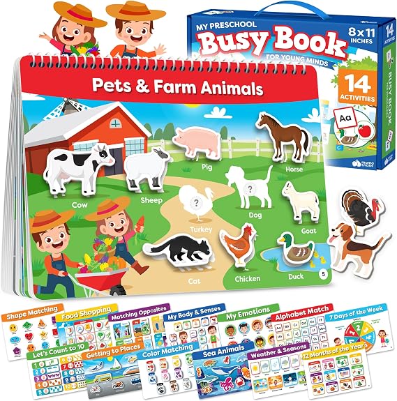 Momo & Nashi Montessori Preschool Busy Book for Toddlers 3 and Up & 16pcs Jumbo Crayons for Toddlers 1-3