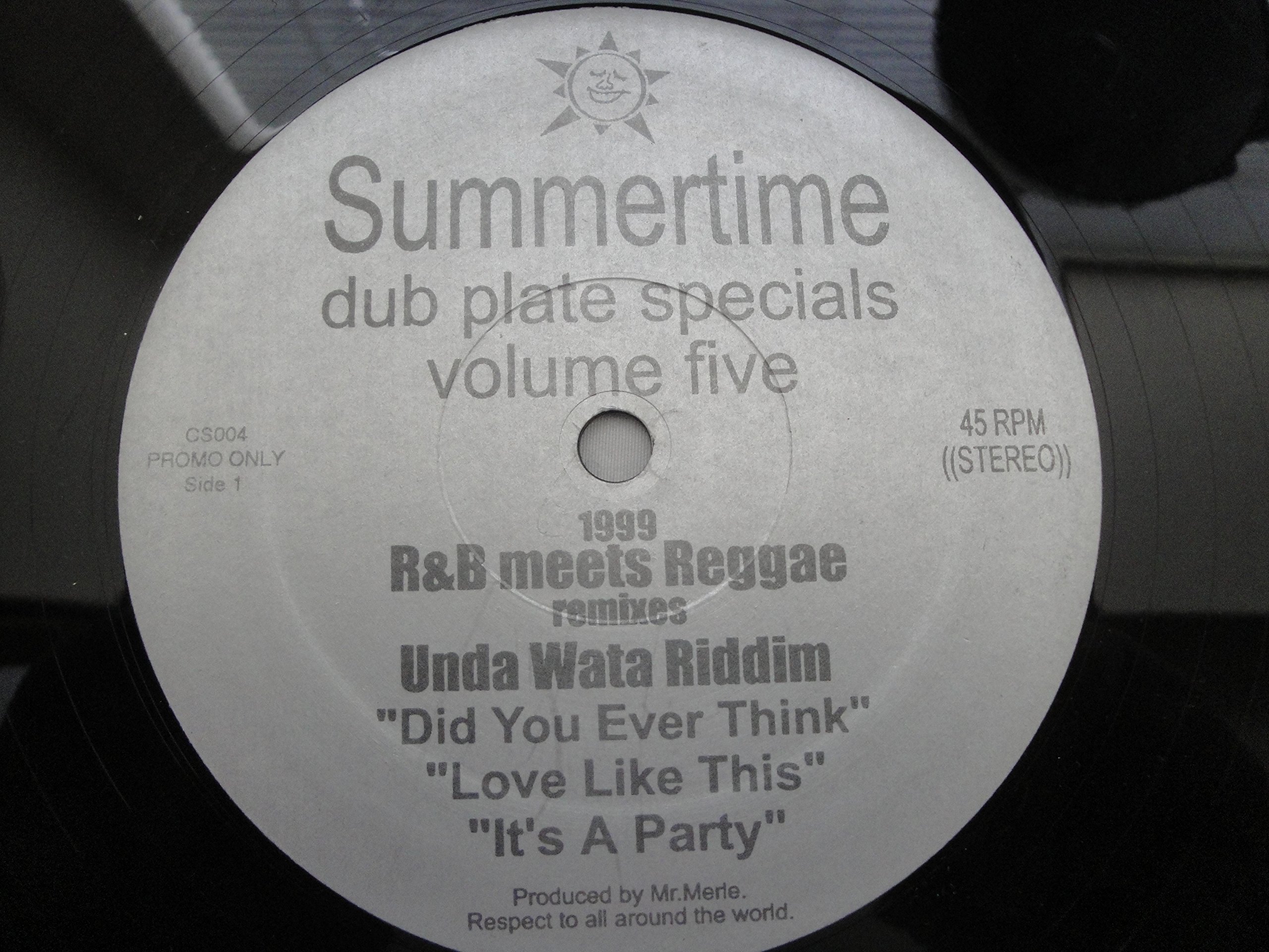 Summertime Dub Plate Specials Volume Five Vinyl 45rpm Record R & B meets Reggae remixes Unda Wata Riddim Did You Ever Think Love Like This It's A Party