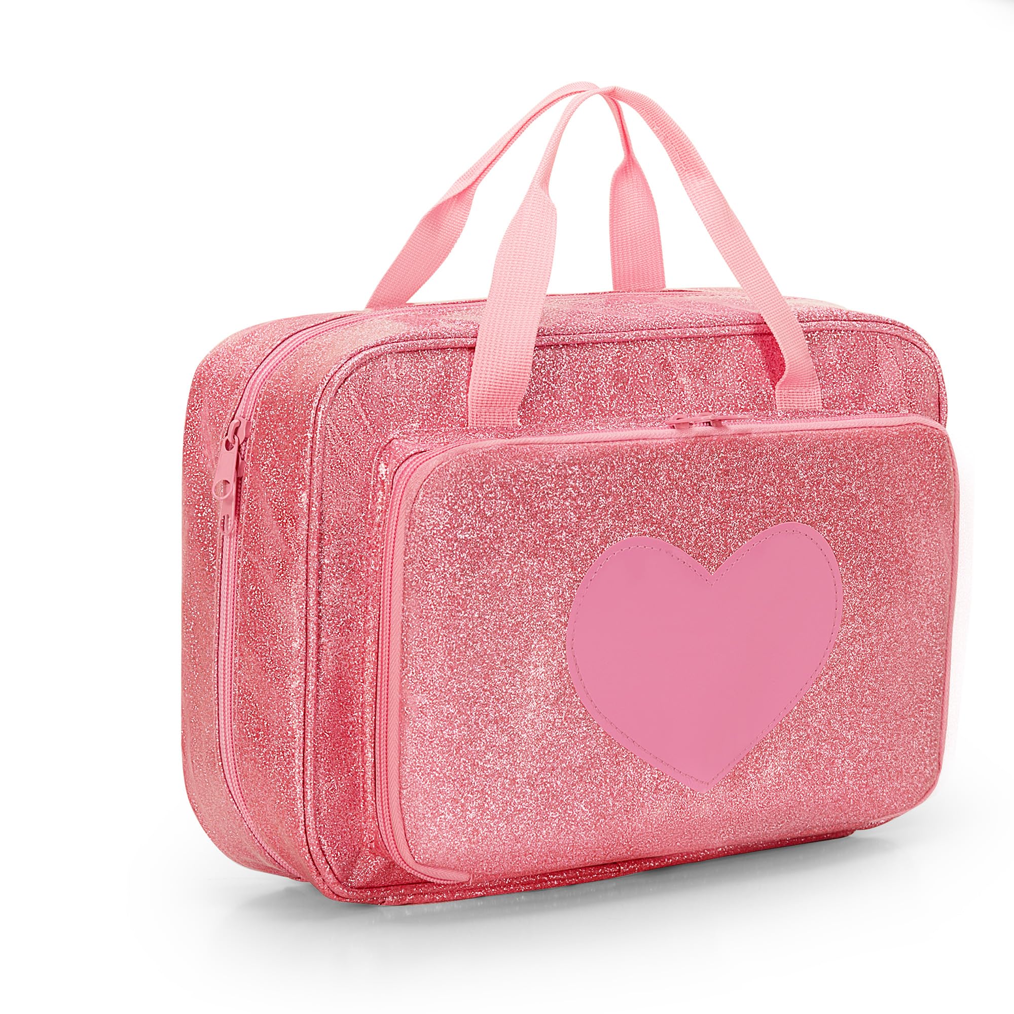 LoDrid Estuche para muñecas compatible con Barbie de 30 cm (12''), rosa | Bolsa de almacenamiento con asa y múltiples bolsillos para guardar 6 muñecas y accesorios