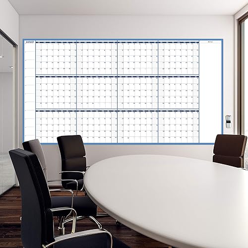 Miniatura 8 de Calendario de pared grande de borrado en seco, 38 x 72 pulgadas, calendario anual reutilizable en blanco sin fecha, póster anual de pizarra blanca