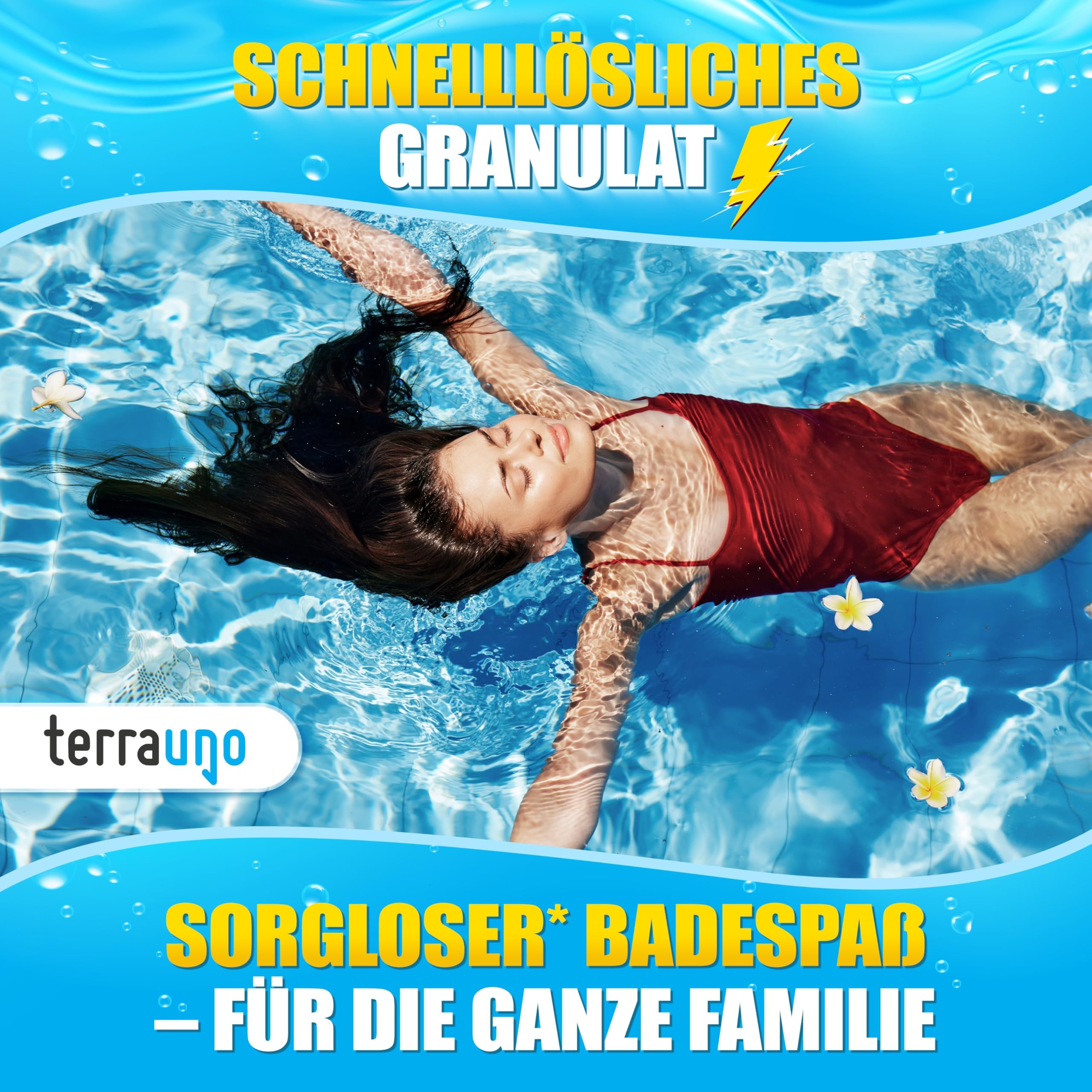 TerraUno Chlorgranulat für Pool, zur Schockchlorung, Stoßchlorung & Dauerchlorung, schnelllöslich 5Kg, Chlor Granulat für kristallklares & hygienisches Poolwasser