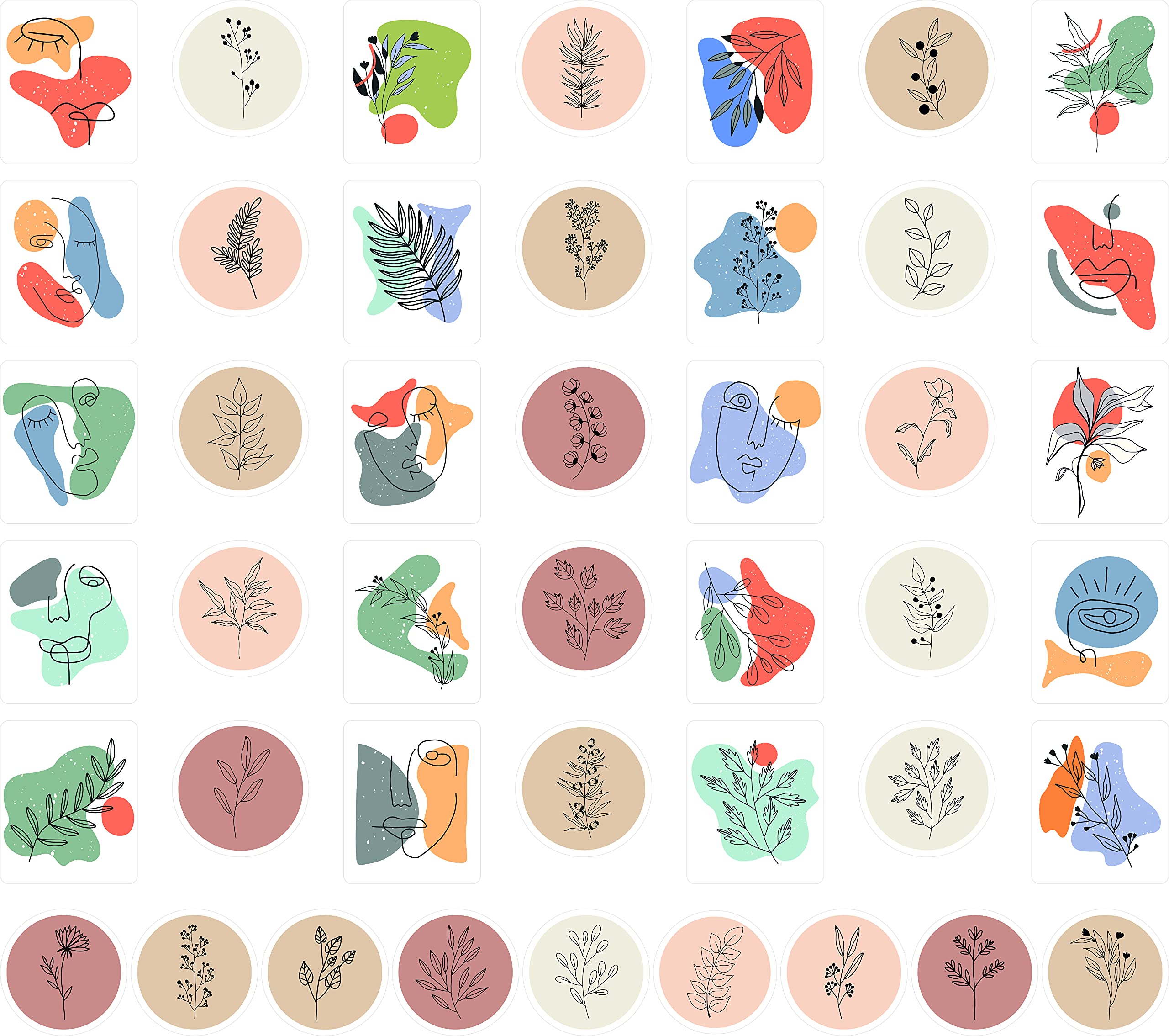 Messketeers - Say Hey to Art - Abstract Floral Art Stickers (Pack of 44 Stickers) / Ideal for Scrapbooking, use Them to Quirk up Your Phones, laptops and Much More (B098KD1613) Amazon Price History, Amazon Price Tracker