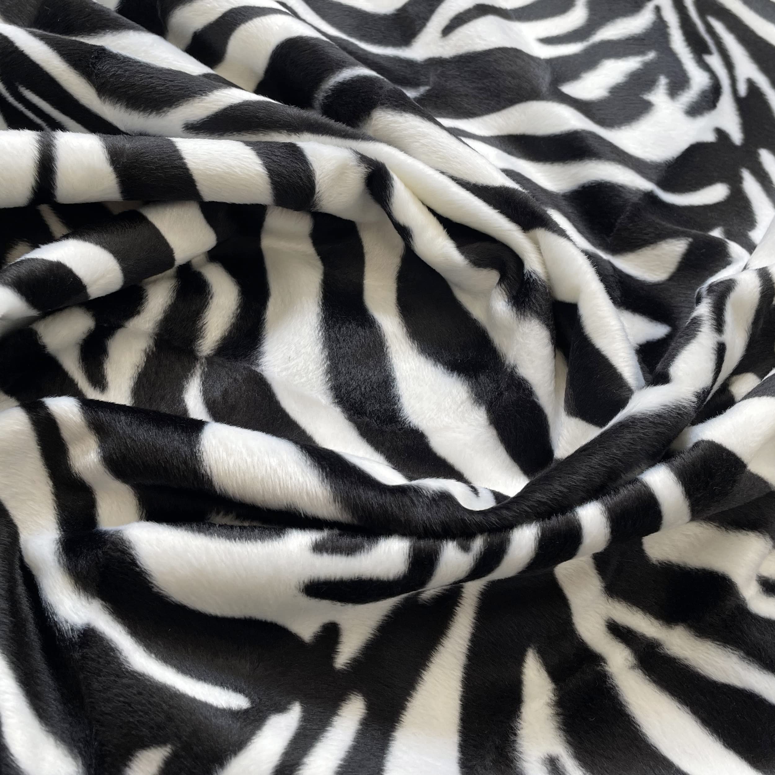 Zebra Print Fabric Velboa Faux Fur Velour Animal Print Craft Fabric Material