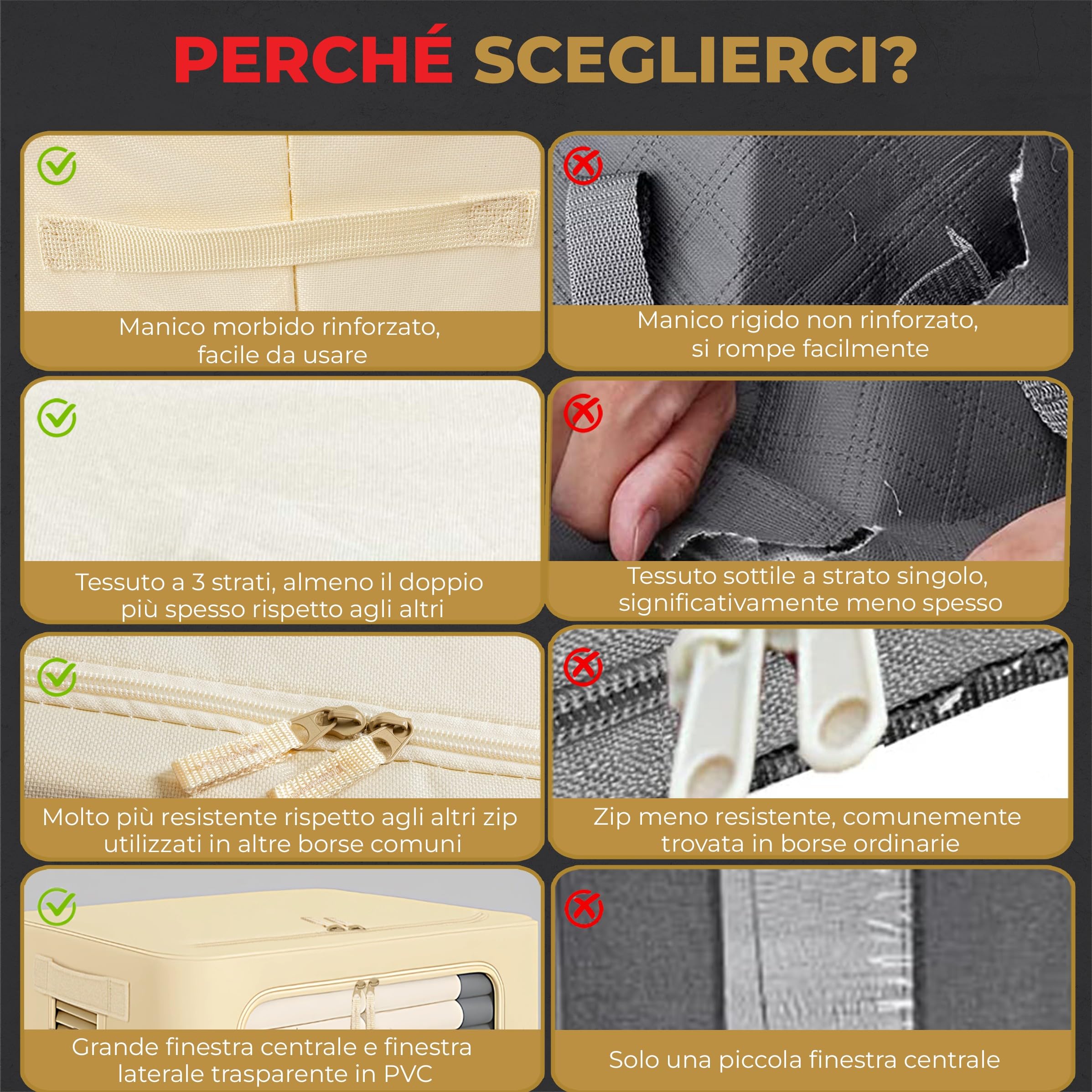 FENIXE_Contenitori Per Armadio Salvaspazio 66L, Beige - Scatole Portaoggetti Confezione da 3 - Organizer Armadio Con Finestre Trasparenti Impilabile, Pieghevole, Resistenti all’Acqua 3x66L Beige