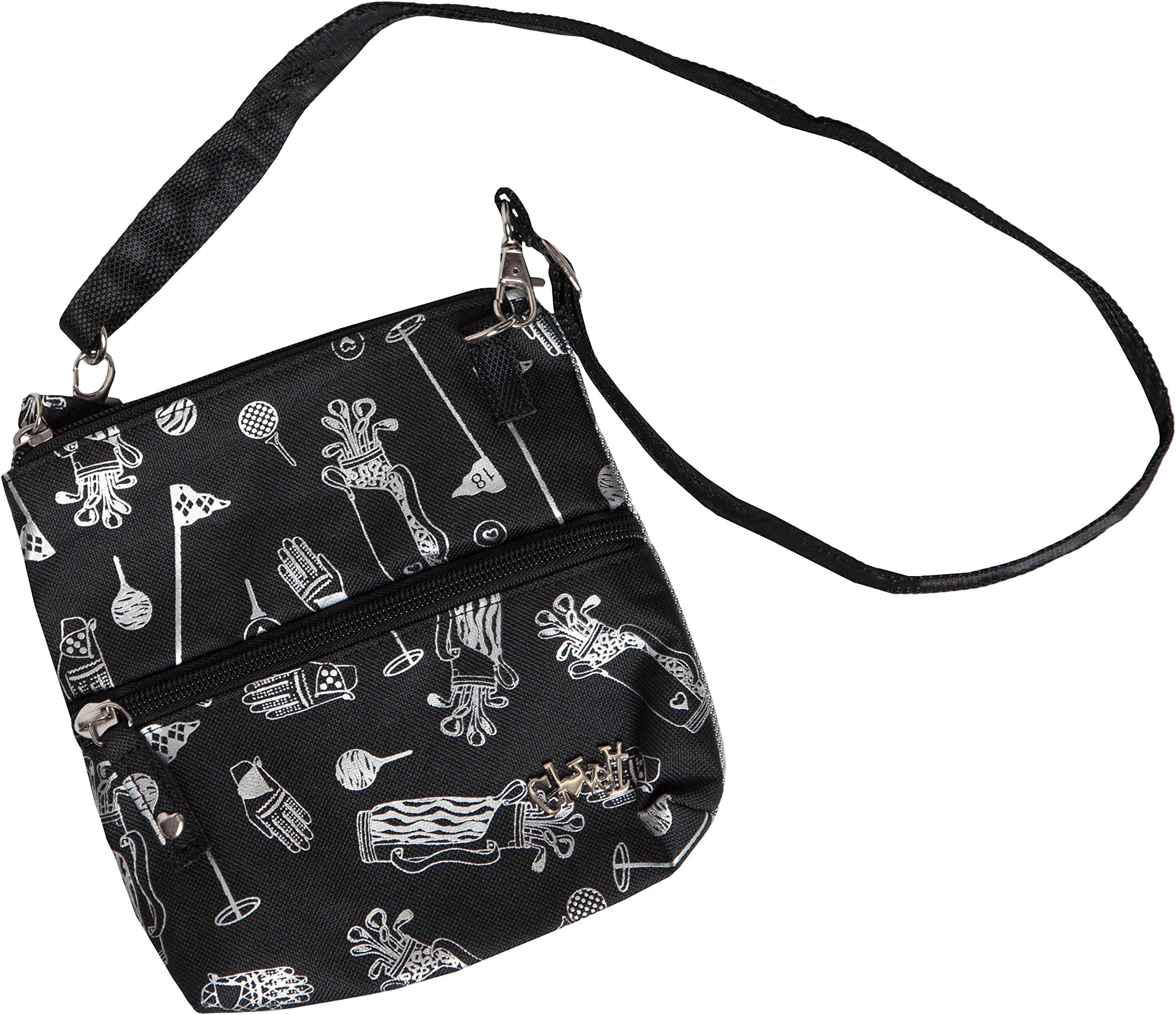Golf Zip Bag - Crossbody Organizer with 2 Pockets, 24 in Detachable Strap, Lightweight Women’s Golf Accessory Bag