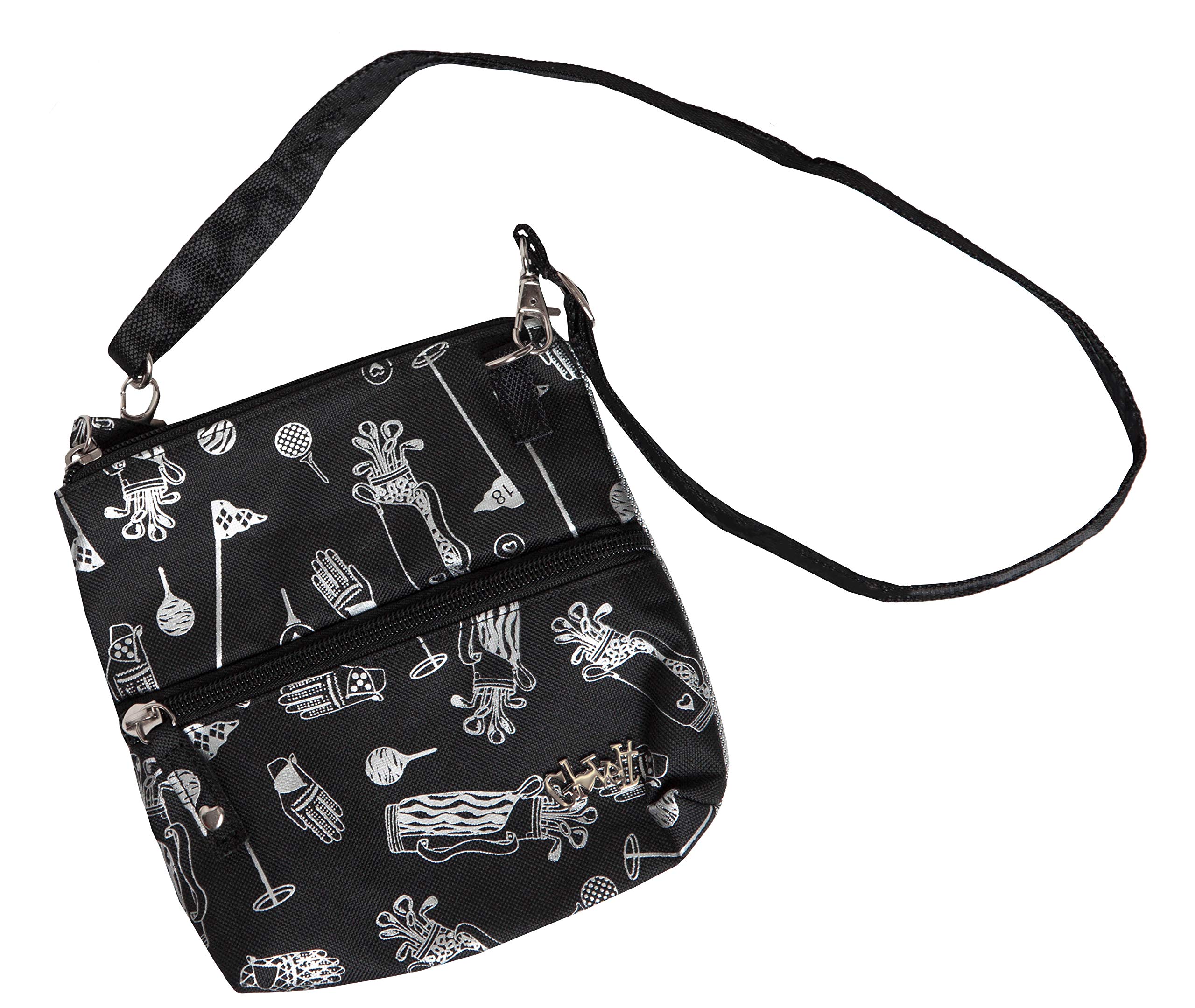 Golf Zip Bag - Crossbody Organizer with 2 Pockets, 24 in Detachable Strap, Lightweight Women’s Golf Accessory Bag