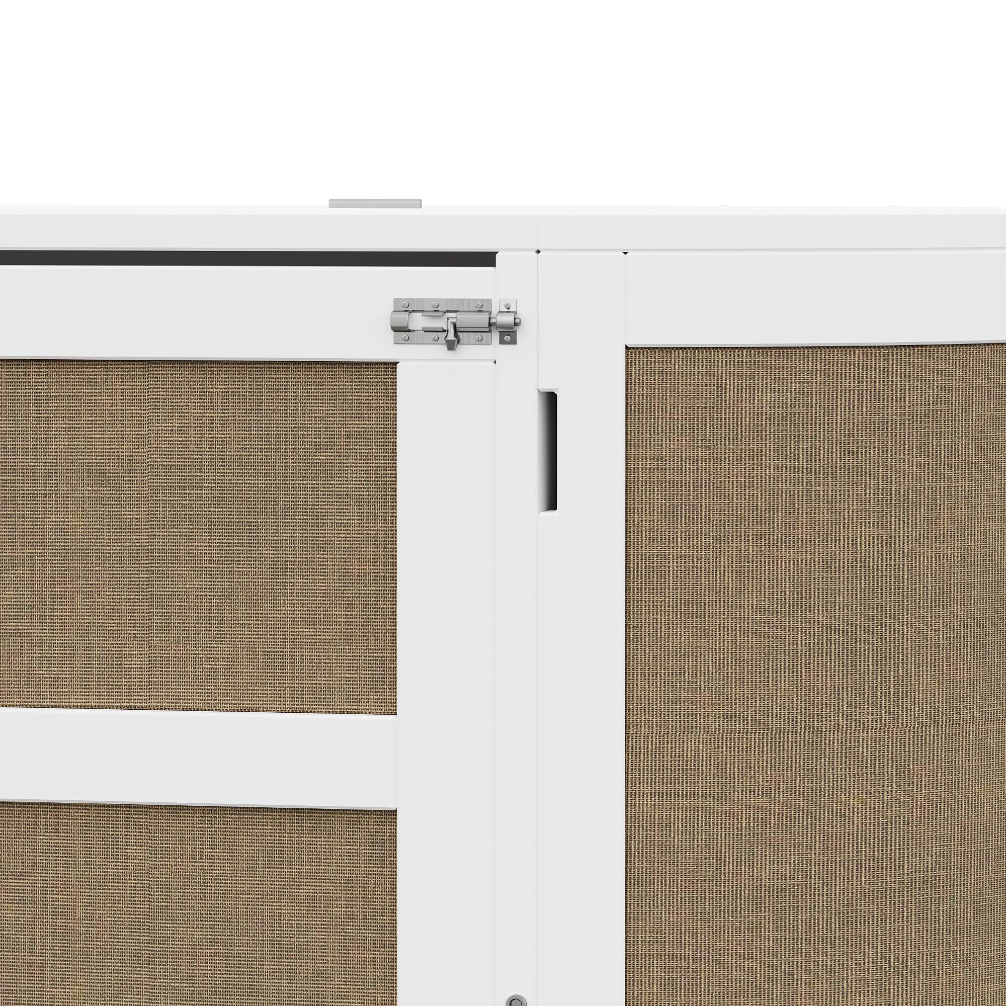 Lit escamotable Mural 140 x 200 cm avec sommier à Lattes, lit Armoire Vertical Design rotin, avec rangements intégrés, Gain de Place, Bois Naturel, pour Chambre ado et Petit Espace (Blanc)